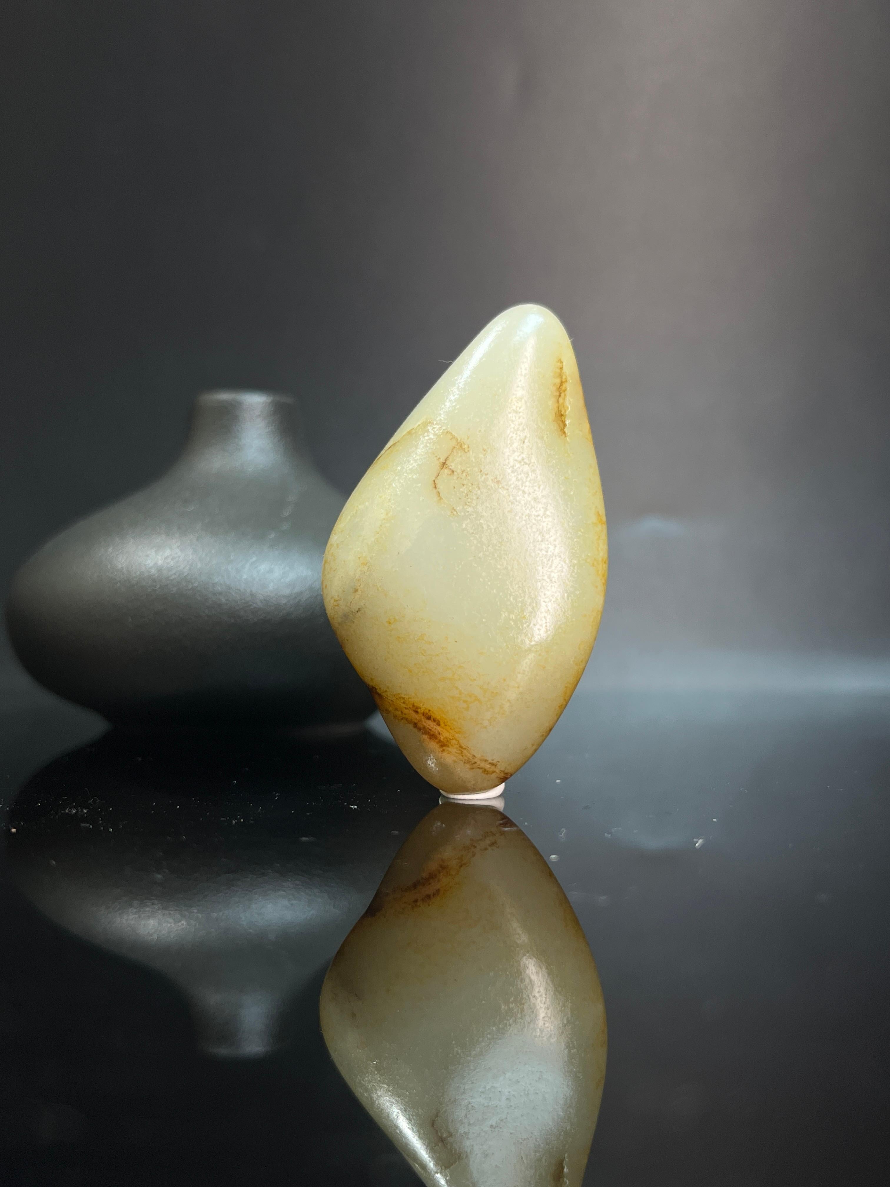 中国玉石、骨董、砡 新疆和田玉白玉意境洒金皮籽料原石（yc240642） – 添福玉器