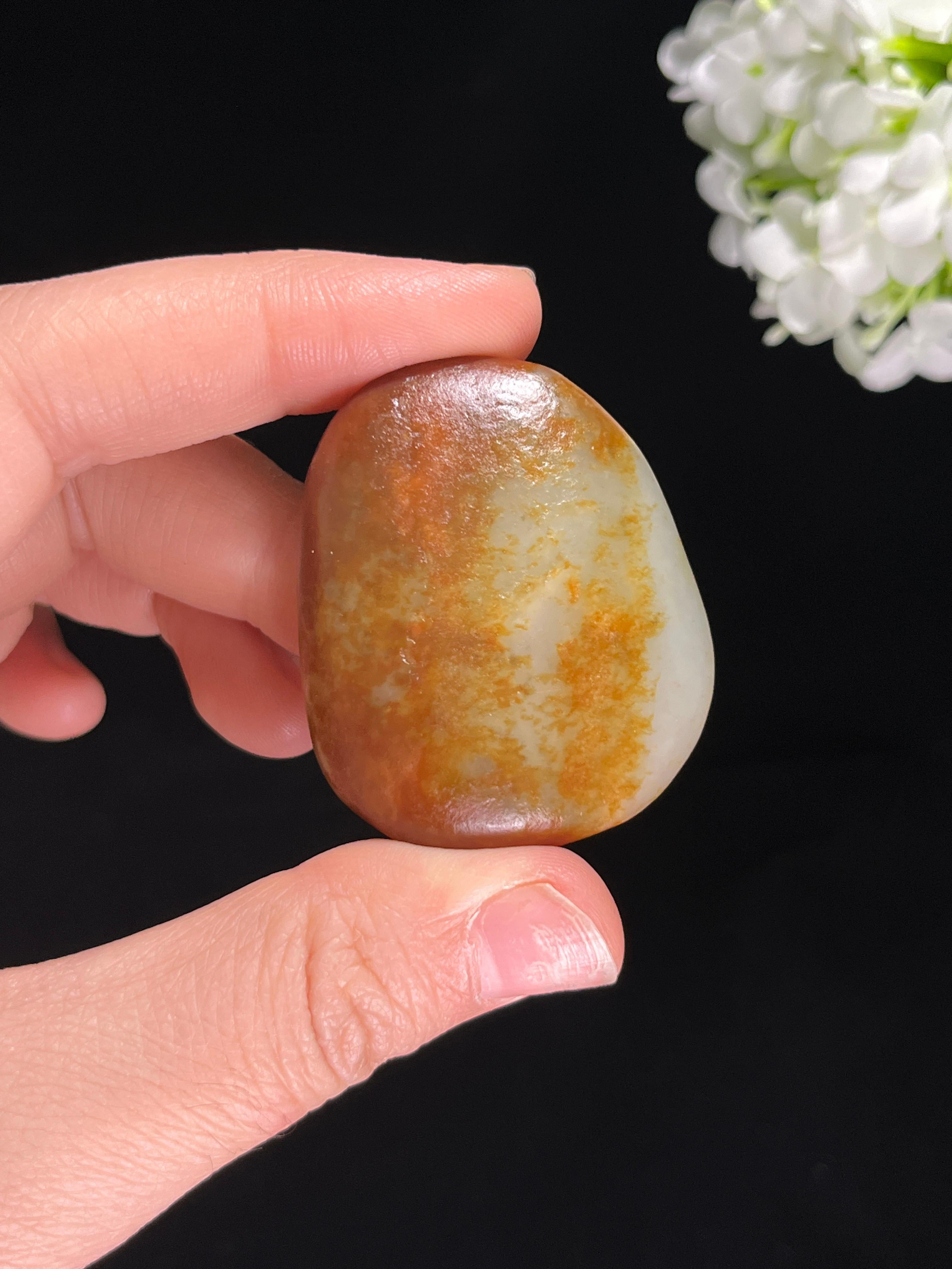 和田玉白玉洒金皮聚红皮籽料原石（yc258664） – 添福玉器