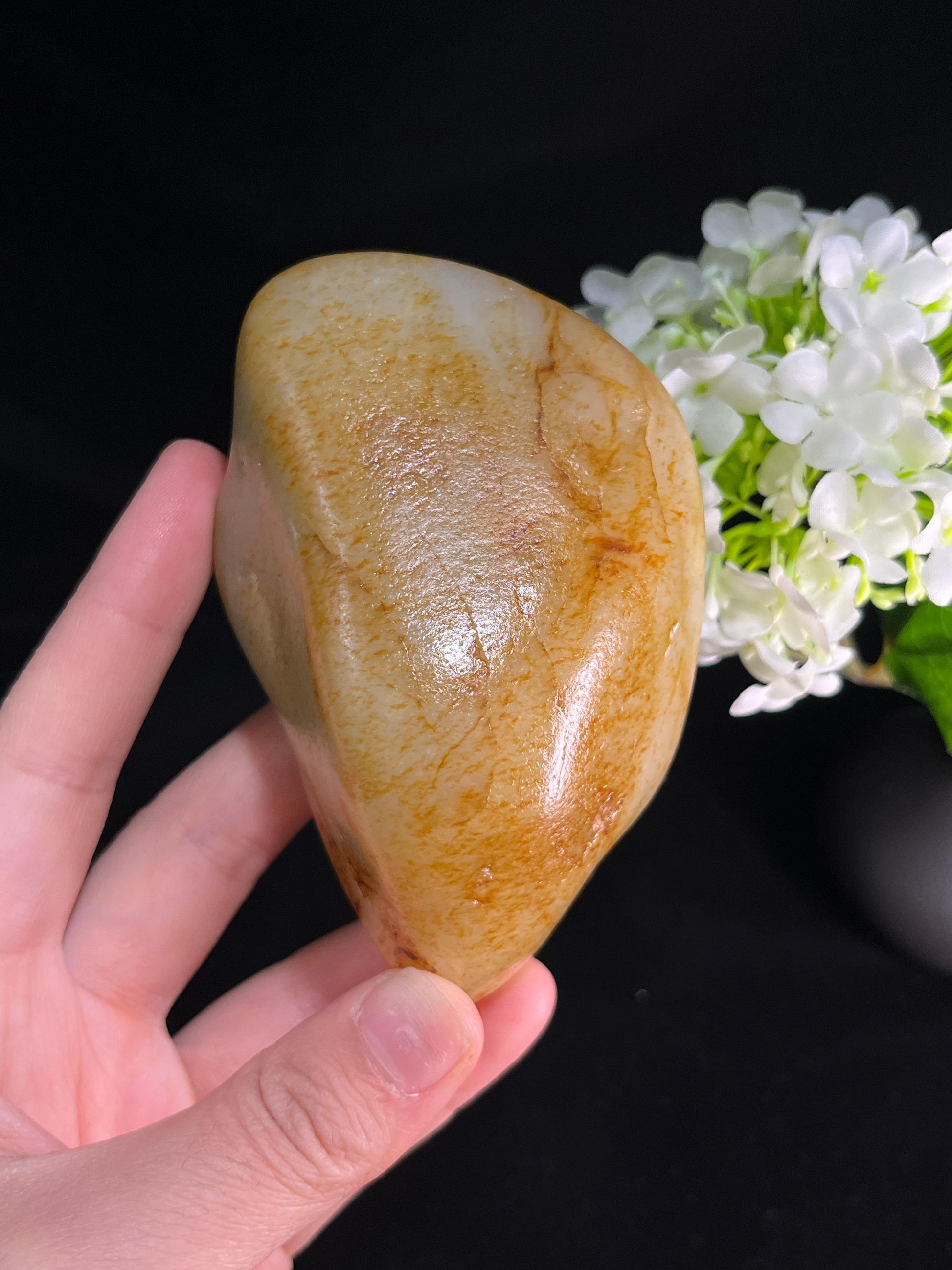 新疆和田玉白玉洒金皮摆件(yc250955)
