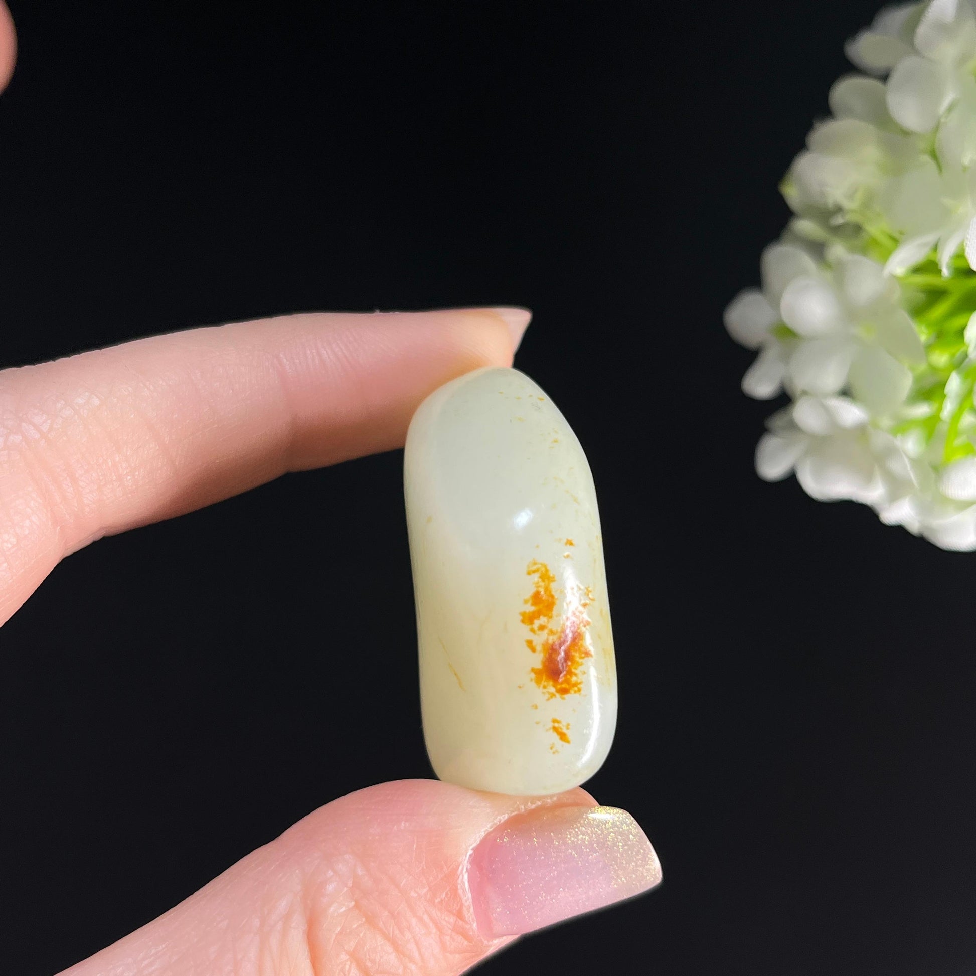 和田玉白玉“轻烟漠漠”洒红皮籽料（yc361332）