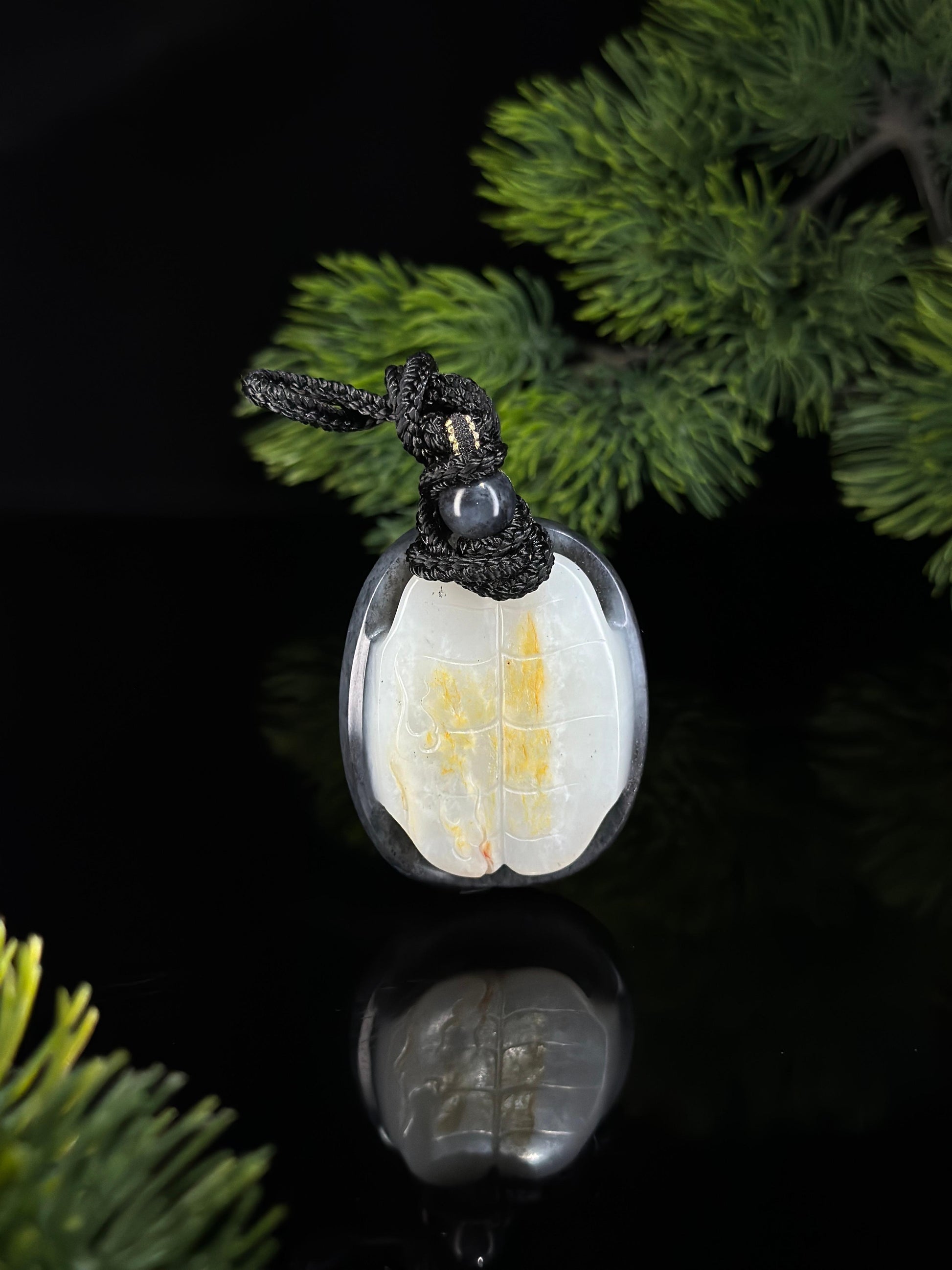 新疆和田天青花洒金皮籽料富甲一方精品挂件（yc492355）
