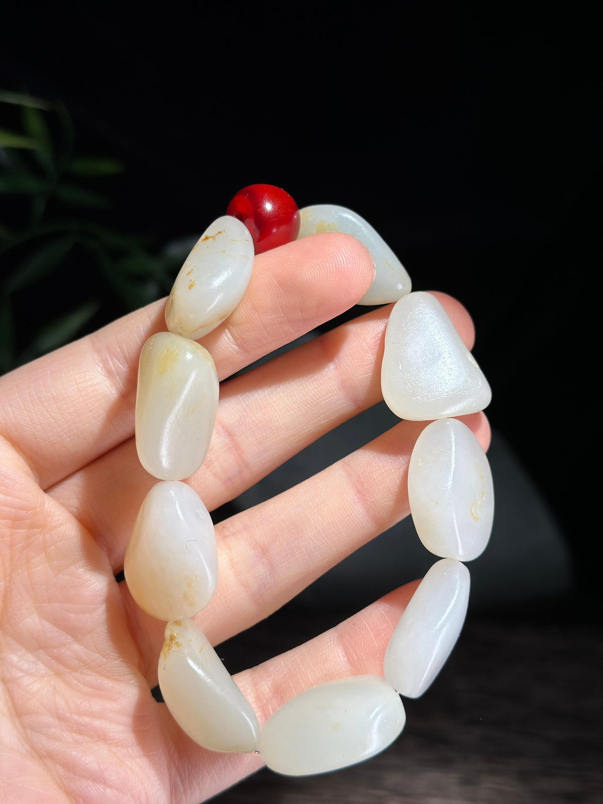 新疆和田玉精品白玉洒金皮原籽手串（9颗）（yc721464）