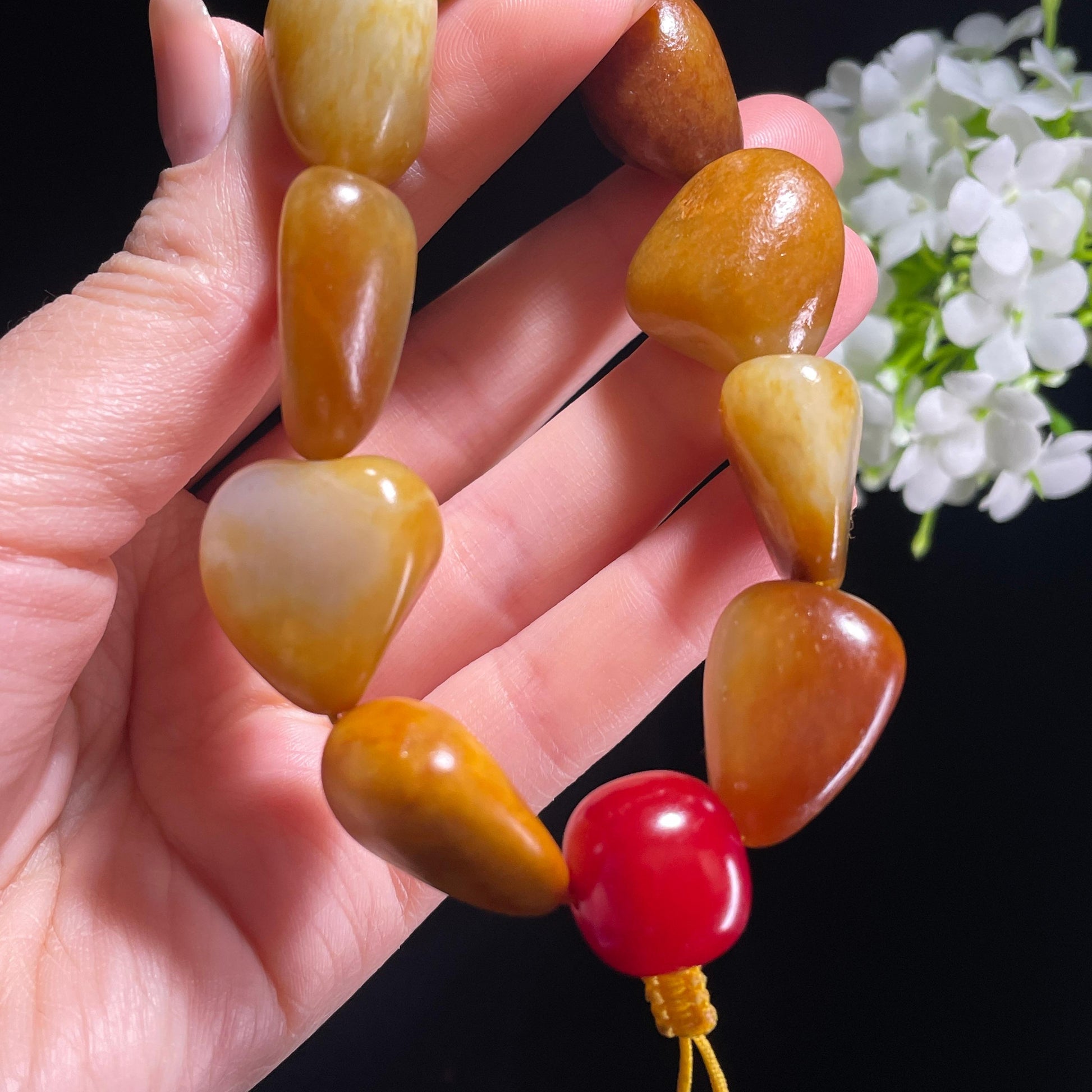 和田玉黄沁红沁原籽手串（yc381853）