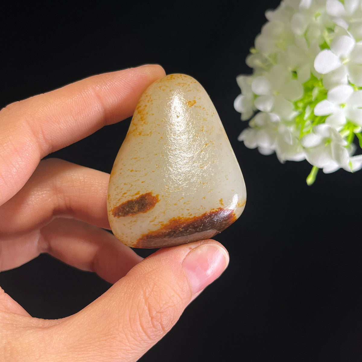 和田玉白玉“梅枝疏影”洒金聚红皮籽料（yc349677）