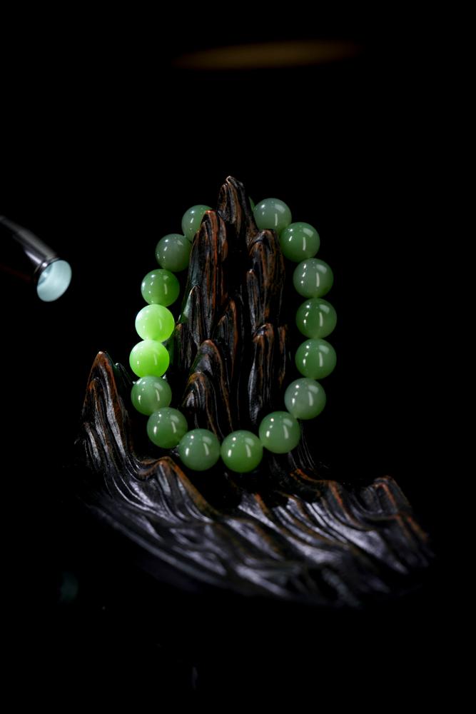 和田玉碧玉手串（卡12）（yc253317）