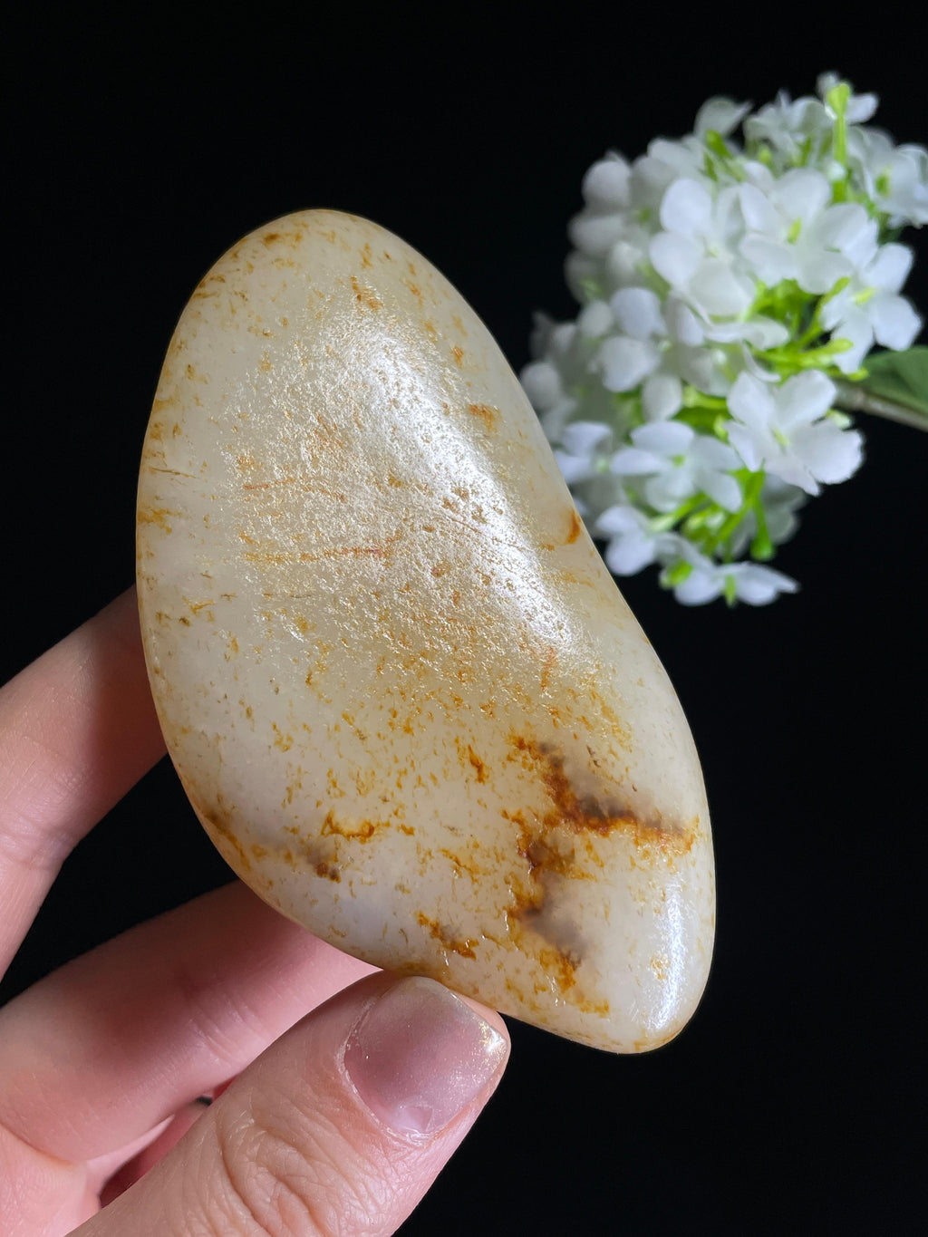 新疆天然和田玉籽料原石洒金皮小把件（yc272418）