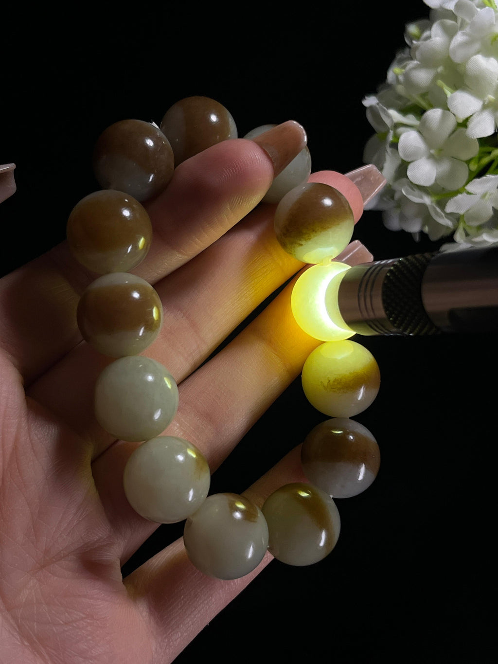 和田玉且末红糖手串（卡16）（yc261353）