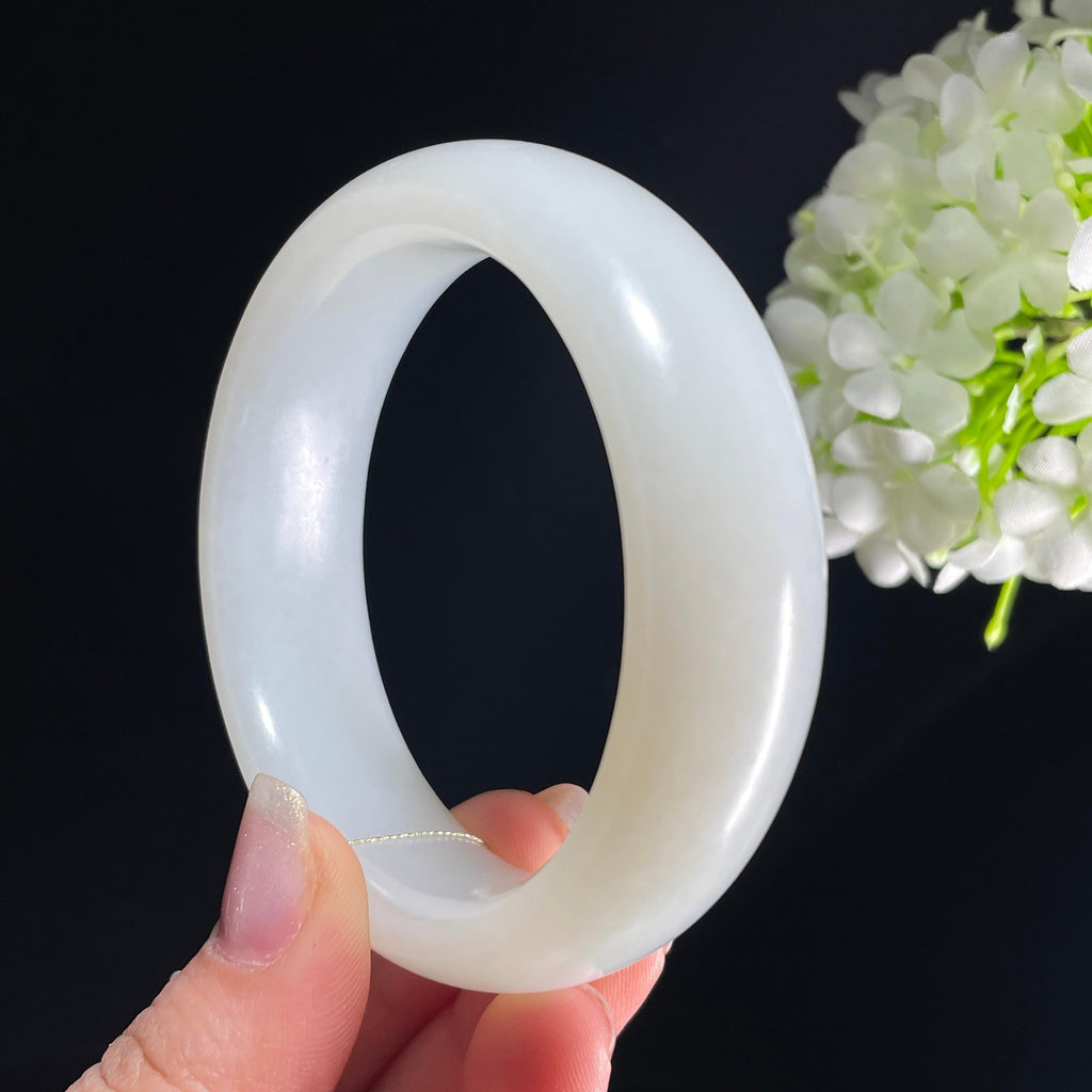 新疆天然和田玉“环佩安康”籽料羊脂白玉手镯（yc389858）