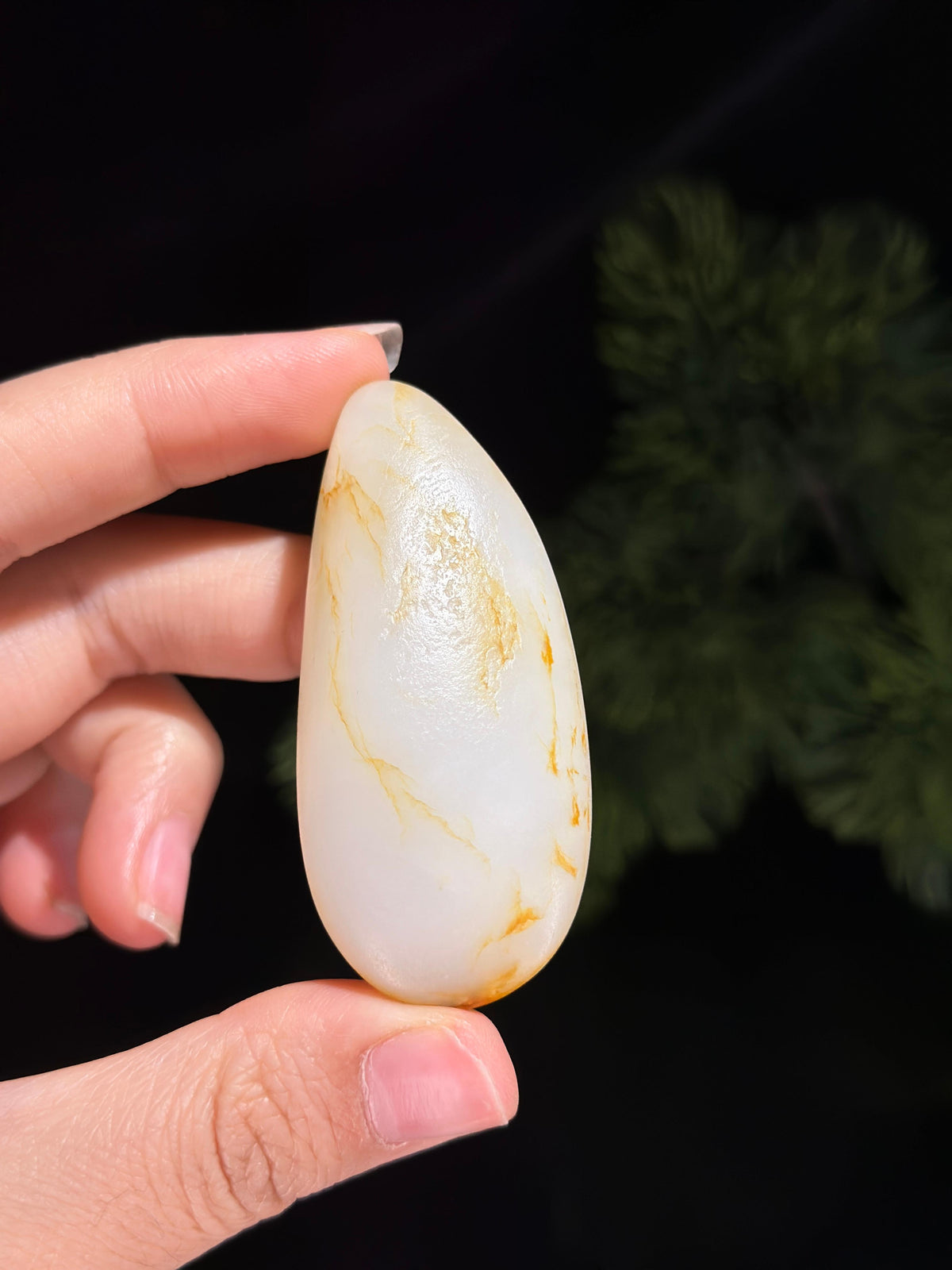 新疆和田玉白玉洒金皮精品籽料手把件（yc681620）