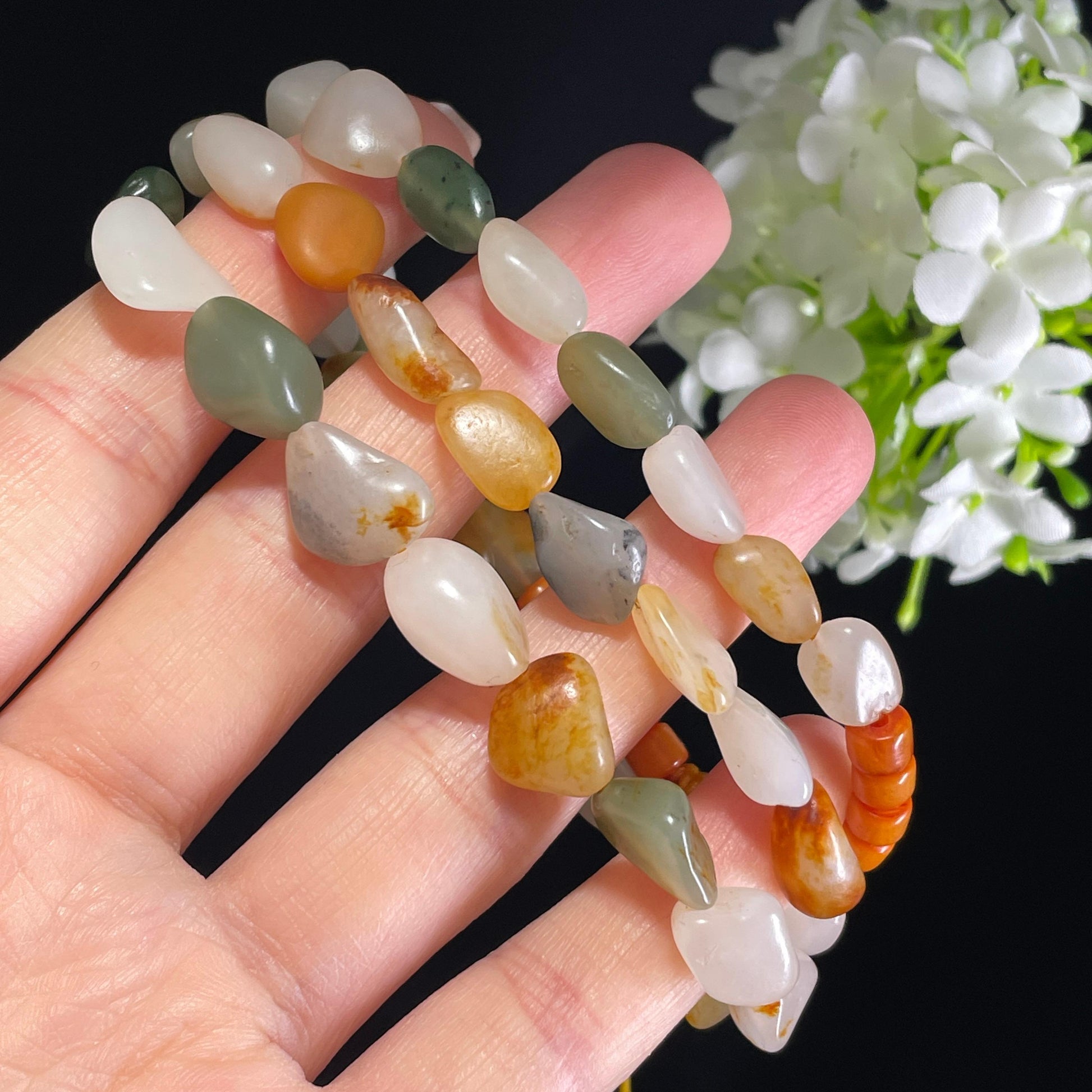 新疆天然和田玉多宝原籽项链（yc355849）