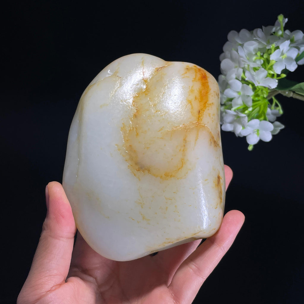 和田玉白玉“星河坠梦”洒金聚黄皮籽料（yc324086）