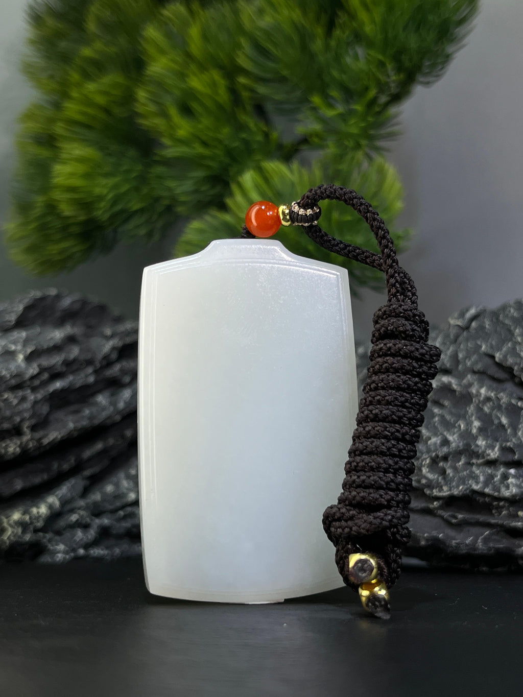 和田玉高青白玉平安无事牌（yc228788）