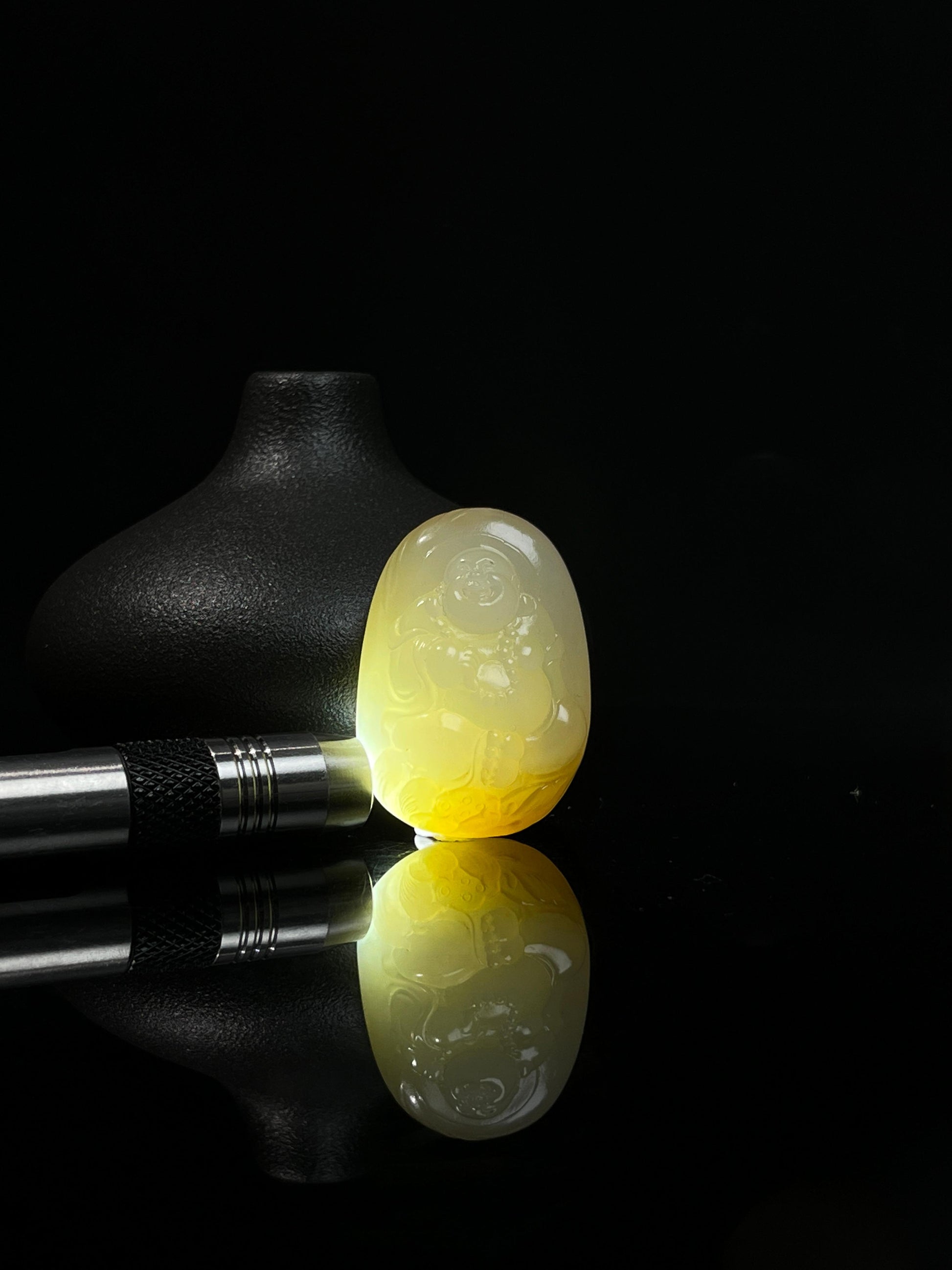 新疆和田玉若羌黄口料弥勒佛挂件（yc239992）