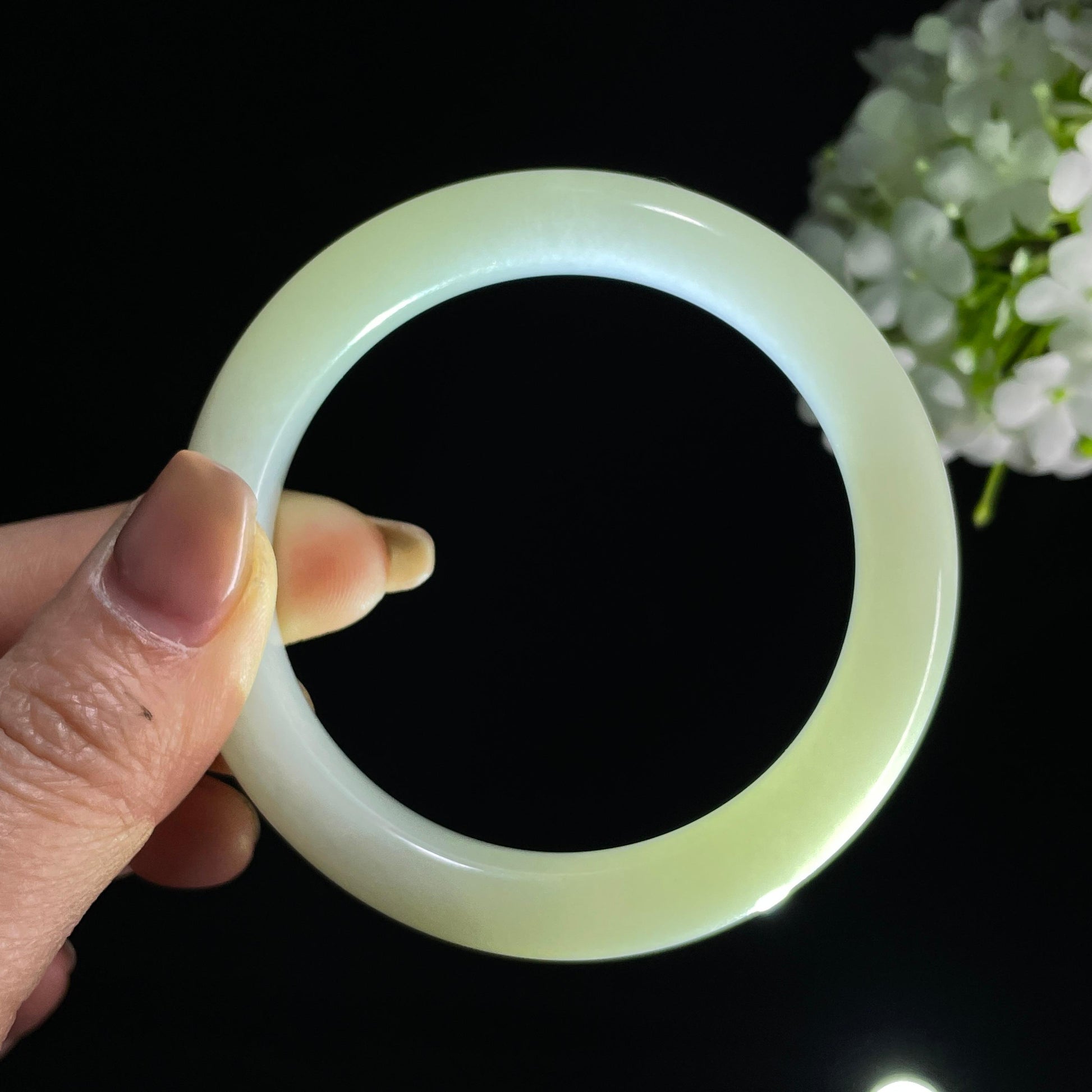 和田玉白玉手镯（卡59）（yc393147）