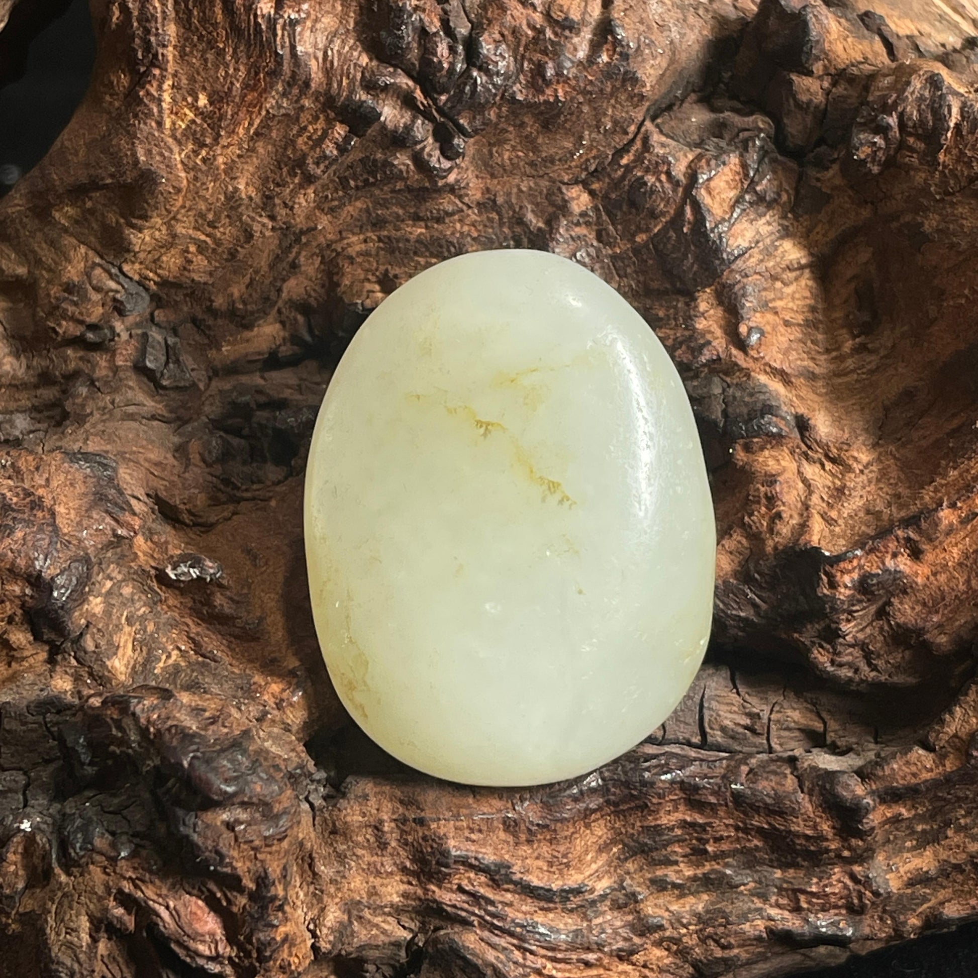 和田玉白玉“雪涧溪痕”淡洒金皮籽料（yc416756）