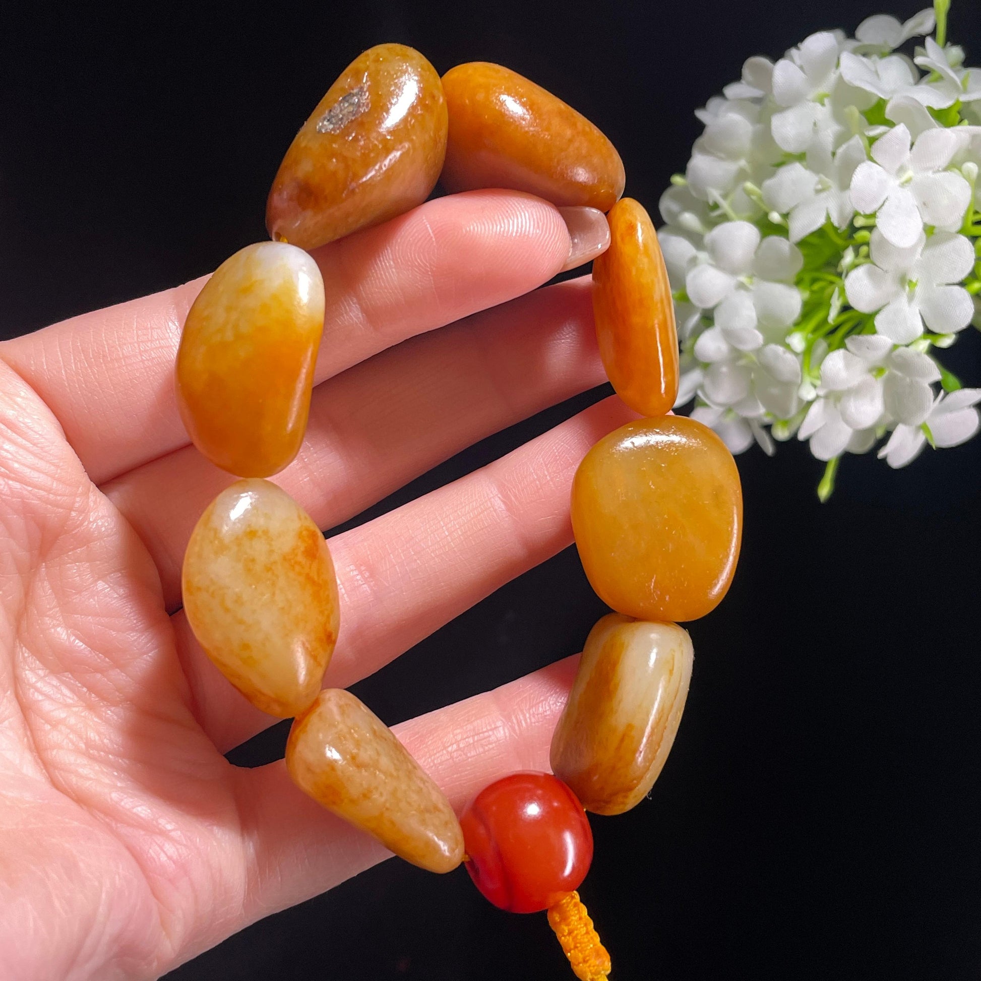 和田玉红皮白肉原籽手串（yc381857）