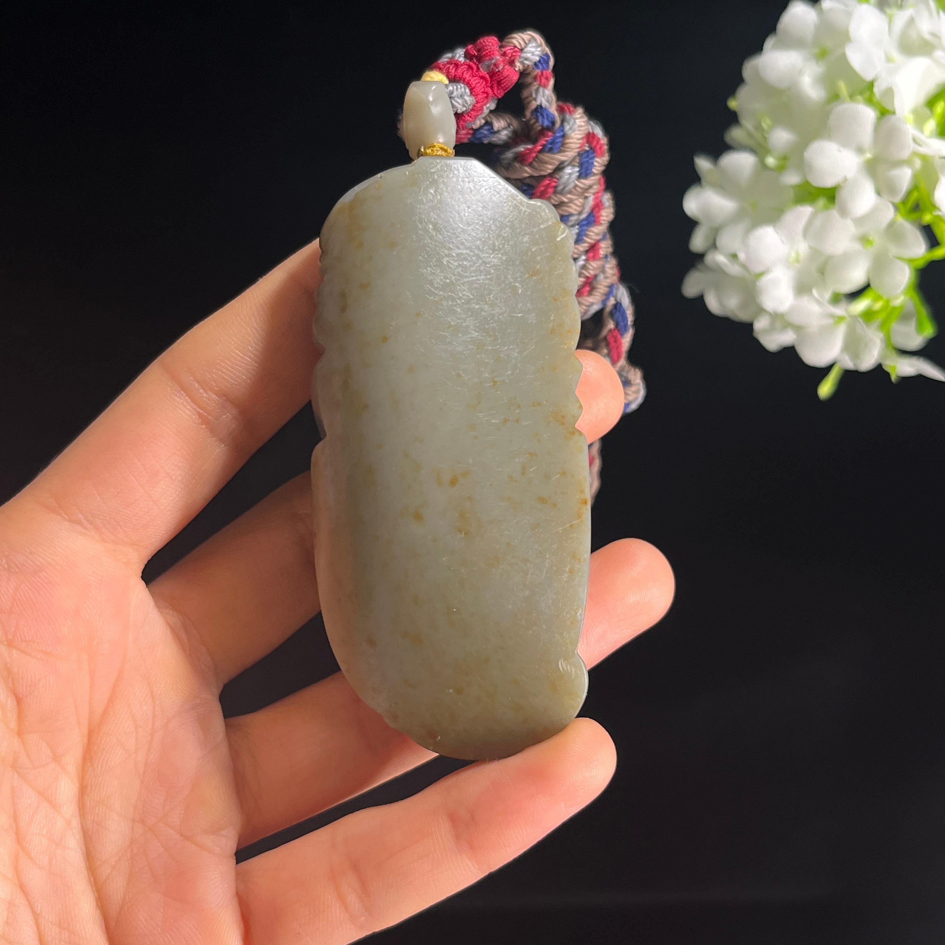 【特大】和田玉関羽像263g　和田白玉彫刻根付け 和田玉青白种籽料关公雕刻挂件（yc294642） – 添福玉器