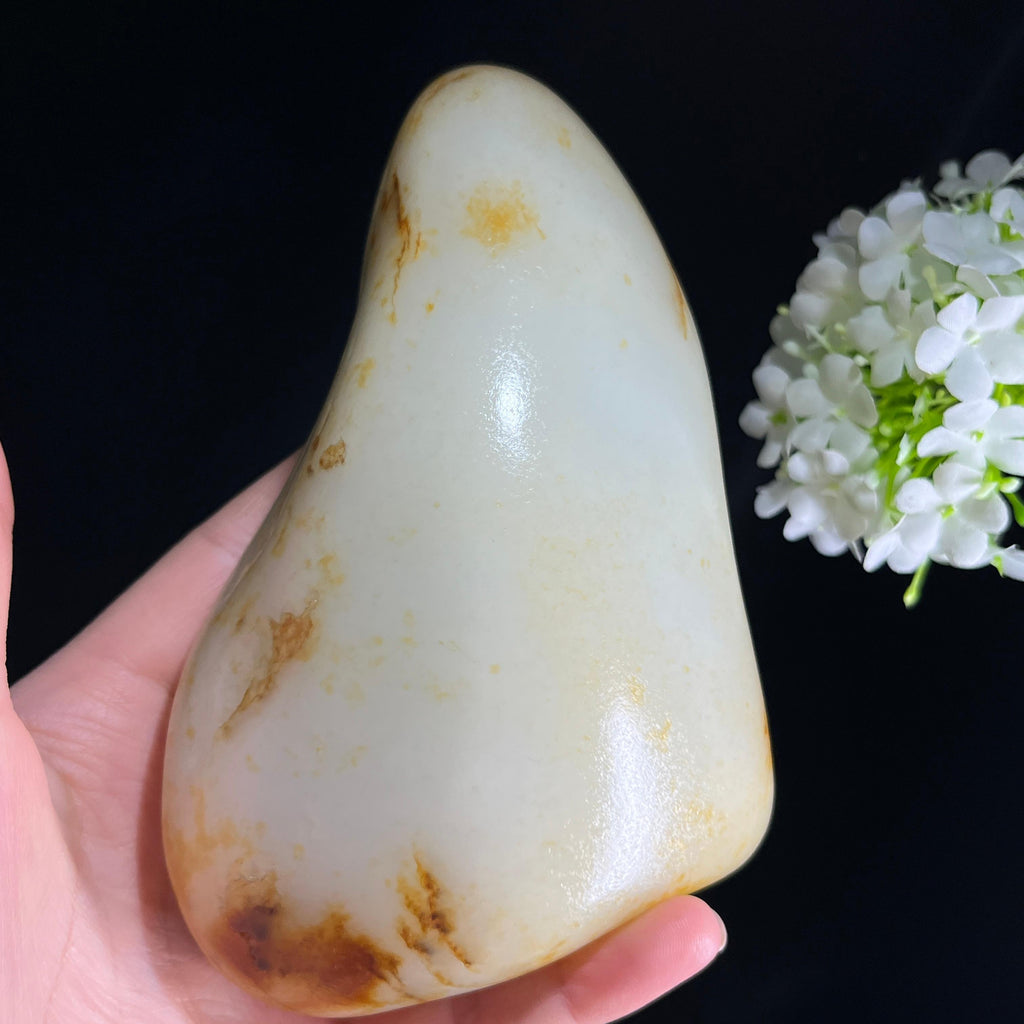 和田玉白玉“霜峦秋染”洒金皮红皮籽料（yc386496）