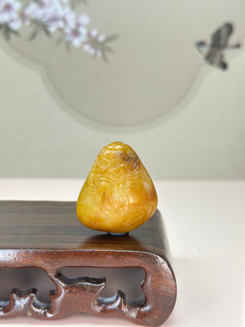 珍品新疆和田玉黄沁籽料钟馗挂件（yc765568）