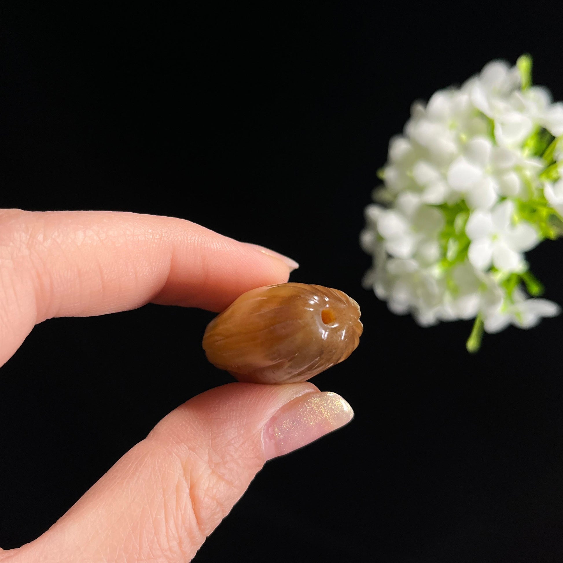 广告流，新疆天然和田玉糖玉“蜜蜡吉枣”红枣雕刻挂件（yc312733）