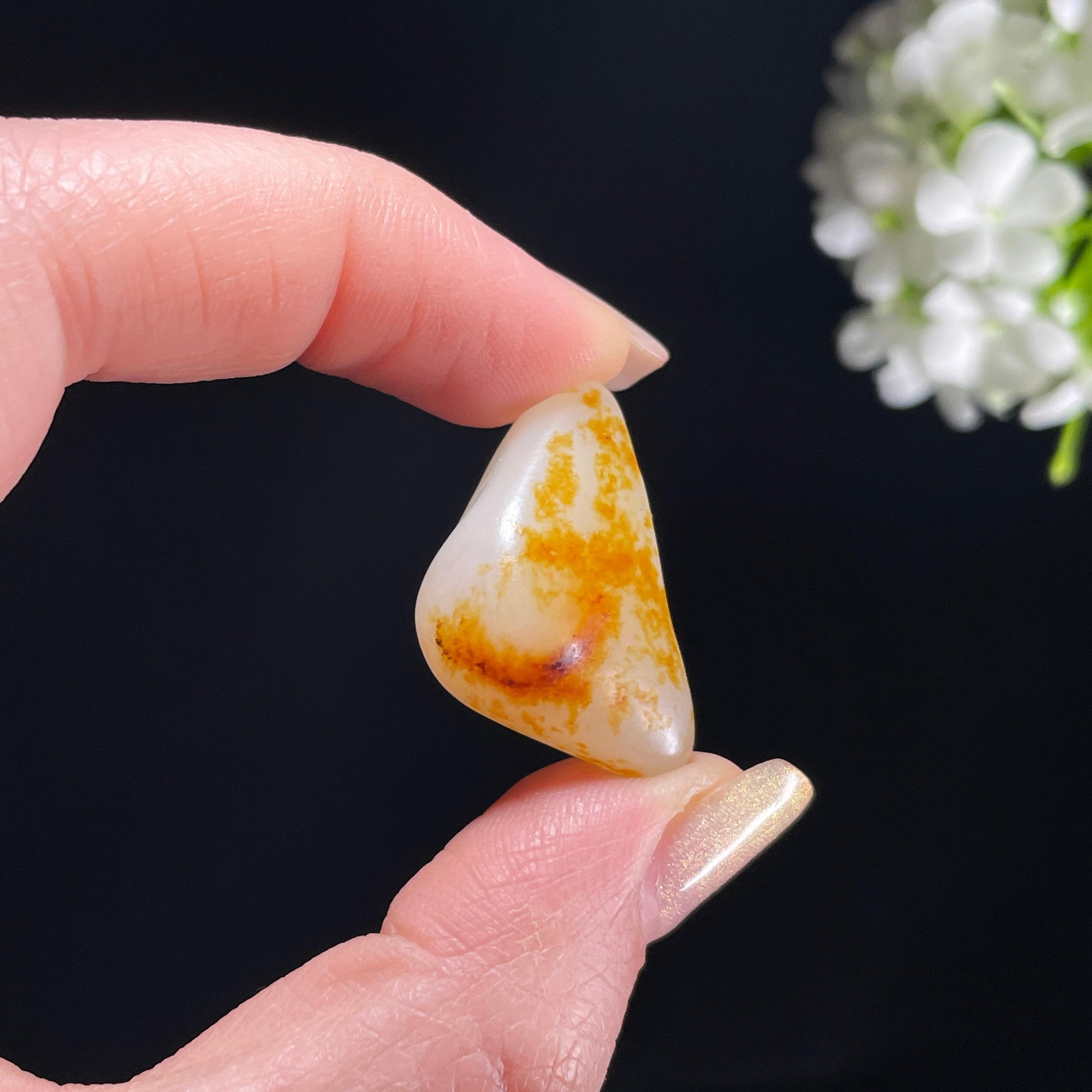 新疆天然和田玉白玉洒金皮红皮精品籽料（yc363059）