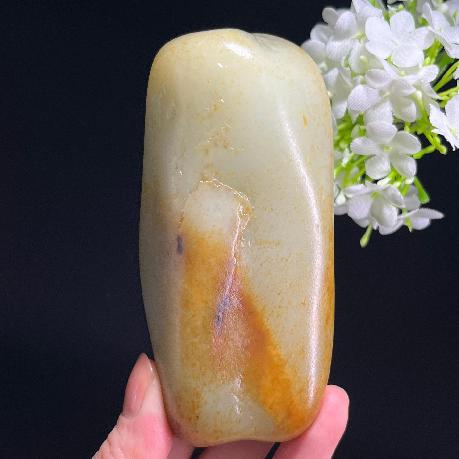 和田玉青白种“金脉流泉”洒金皮籽料（yc343174）