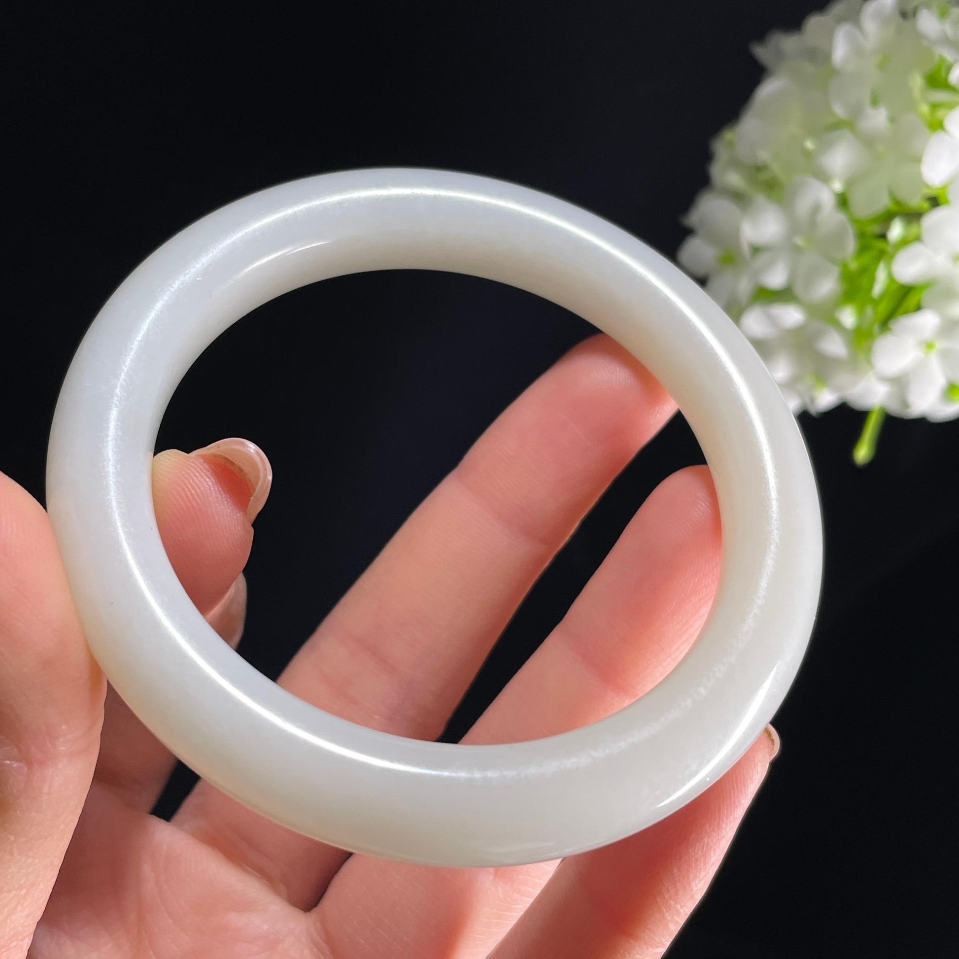 和田玉白玉手镯（卡59）（yc393147）