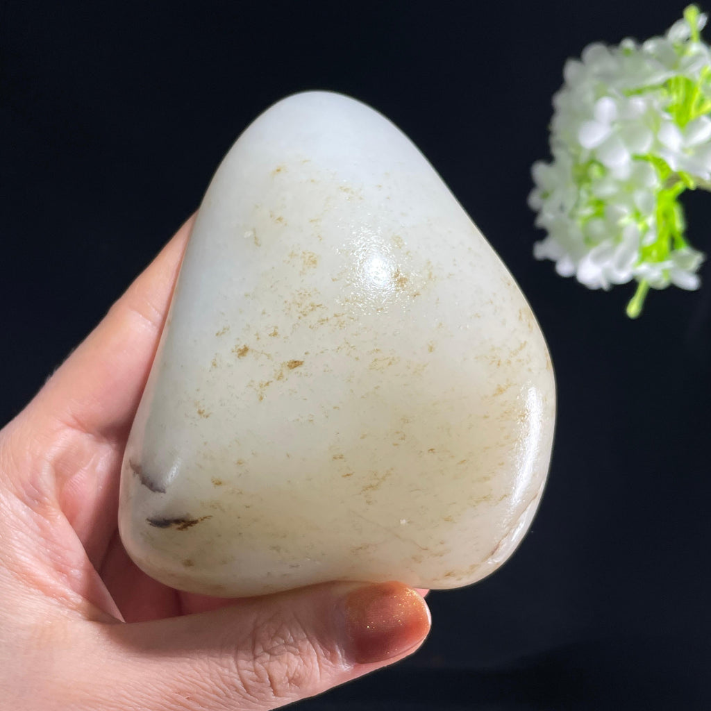 和田玉白玉“银滩碎影”洒金皮籽料（yc387535）