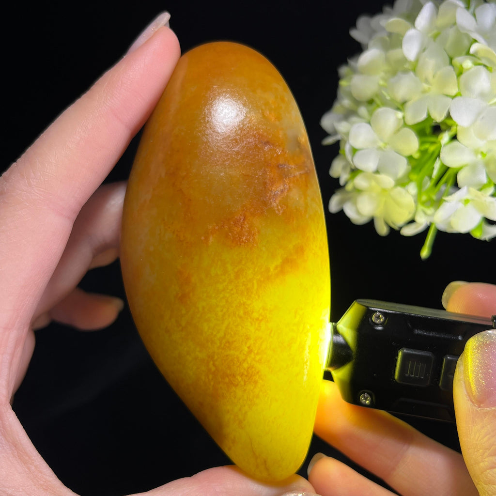 和田玉青白玉“金辉落砚”通体洒金皮籽料（yc354550）