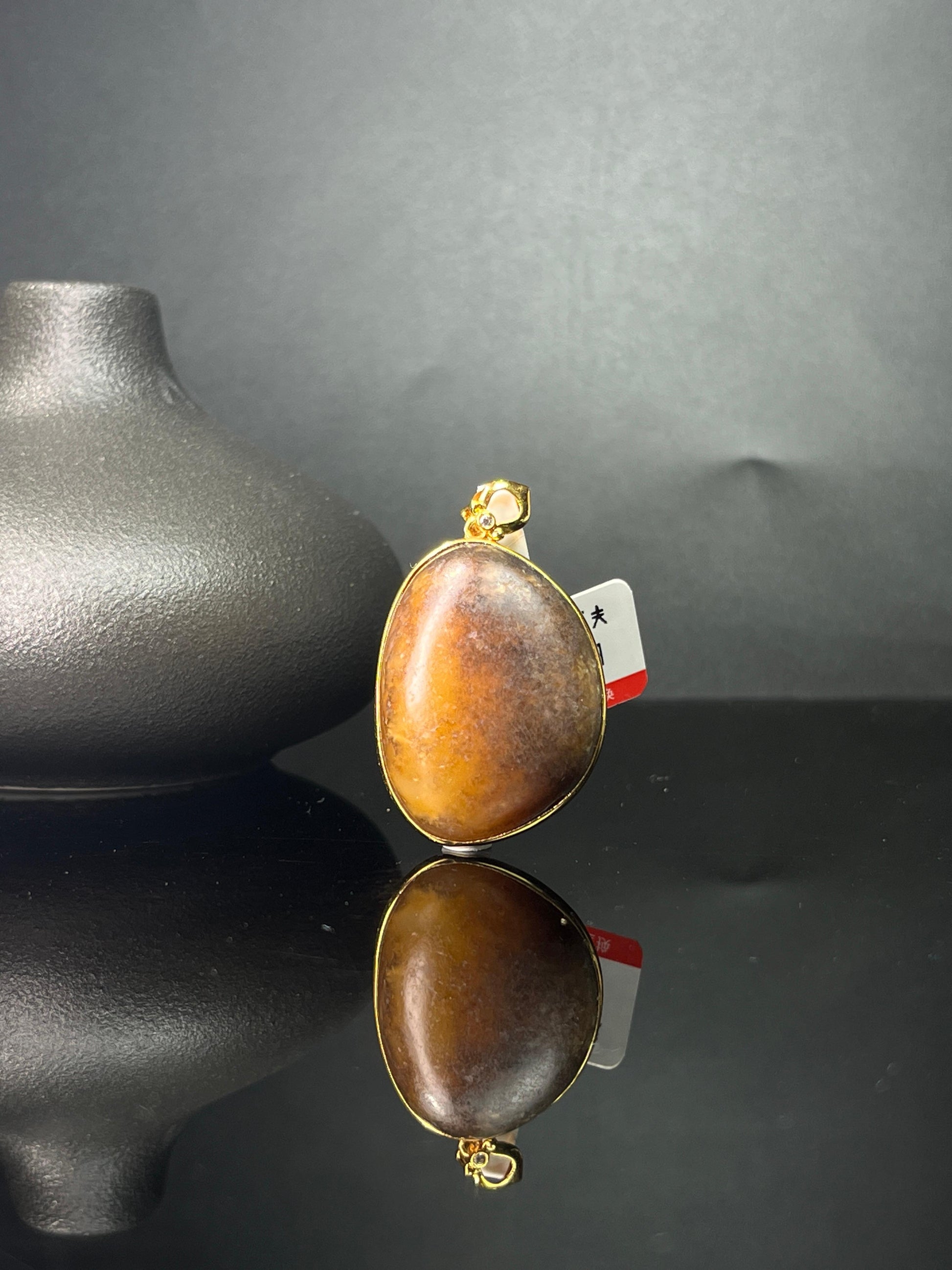 新疆和田玉籽料原石18k金镶玉吊坠5（yc243616）