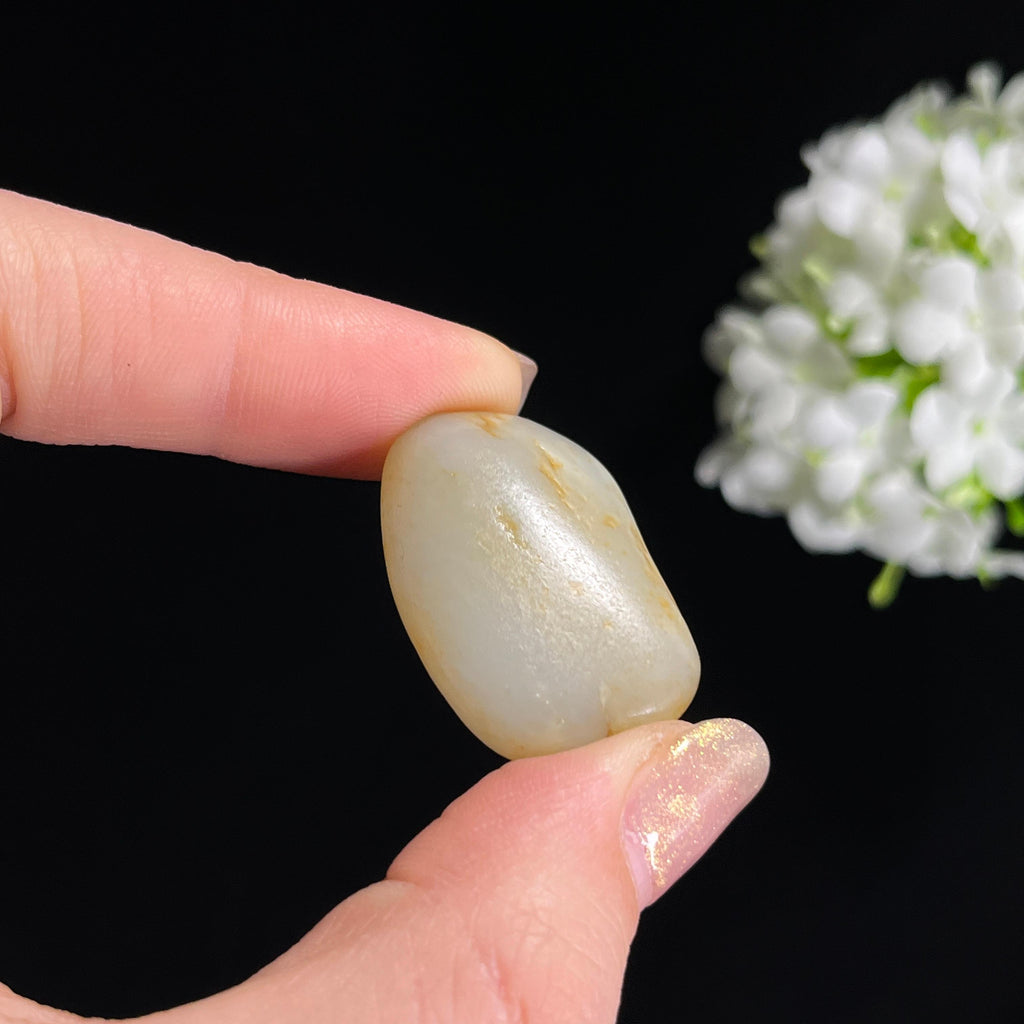 和田玉青白玉洒金皮“玉抱金晖”籽料原石（yc301939）