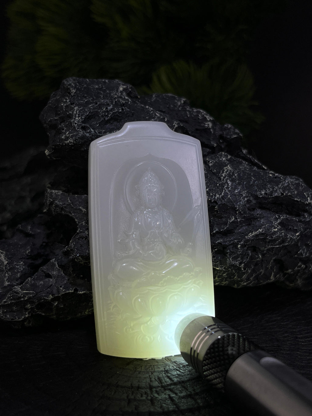 天然和田玉白玉山料阿弥陀佛观音挂件（yc228183）