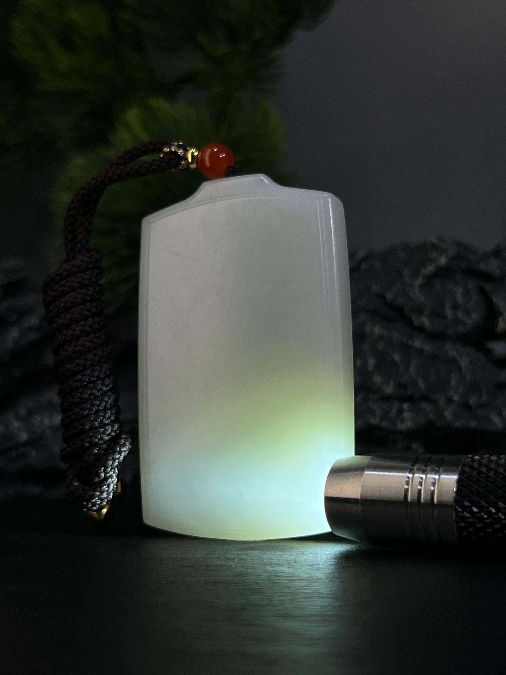 和田玉高青白玉平安无事牌（yc228788）