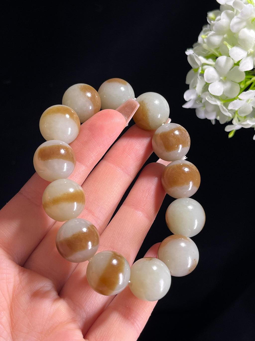 和田玉且末红糖手串（卡16）（yc261353）