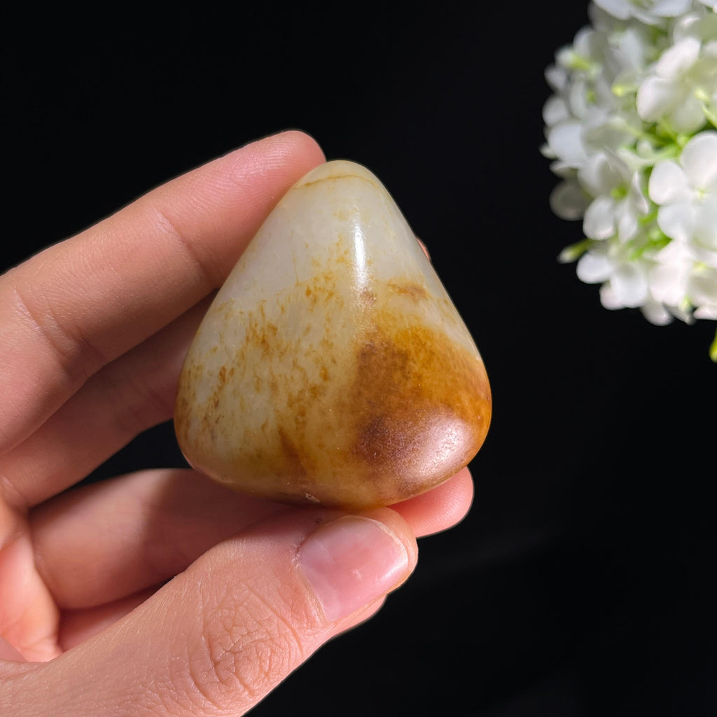 和田玉白玉“云壑流痕”洒金皮秋梨皮籽料（yc350482）