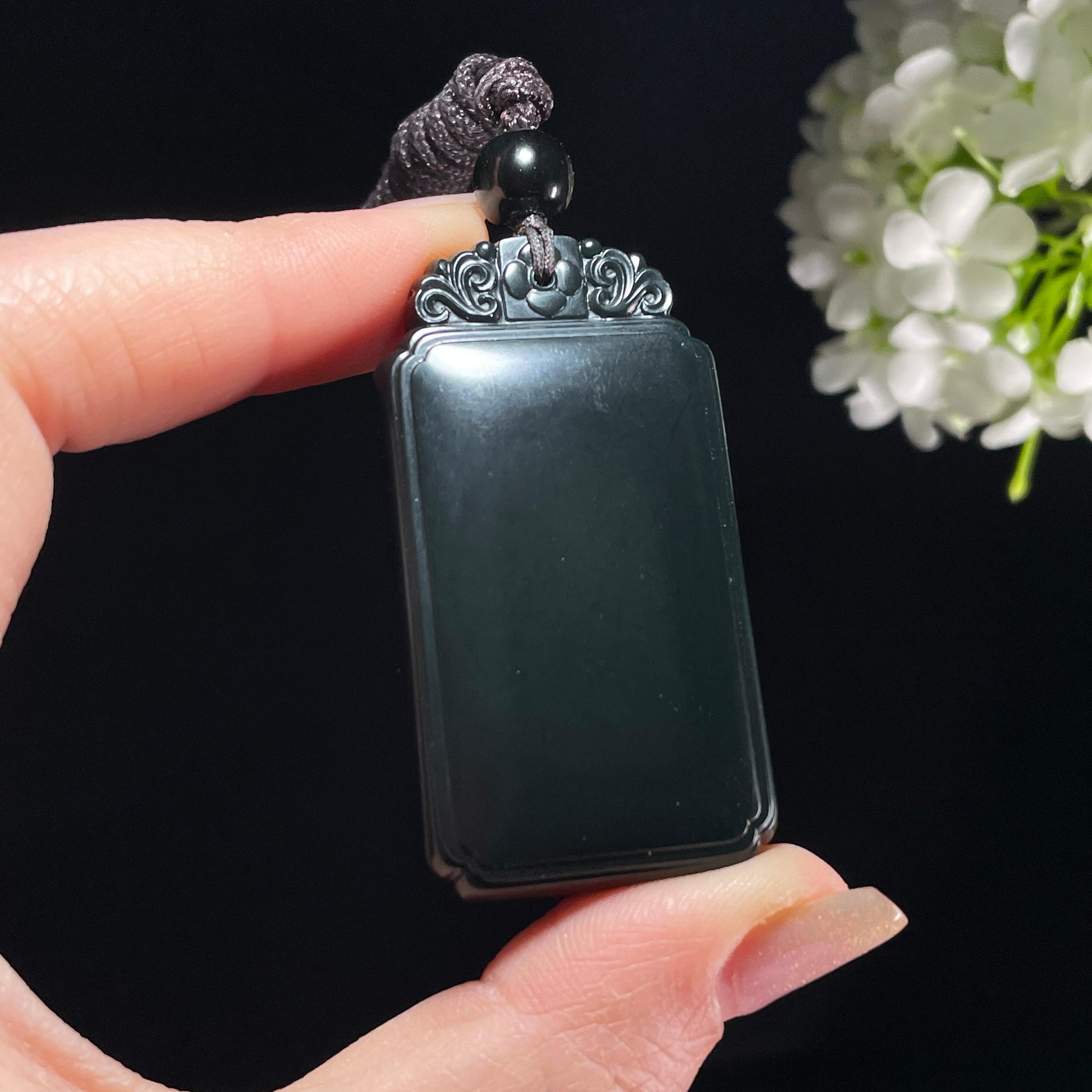 新疆天然和田玉籽料黑青无事牌（yc362933）