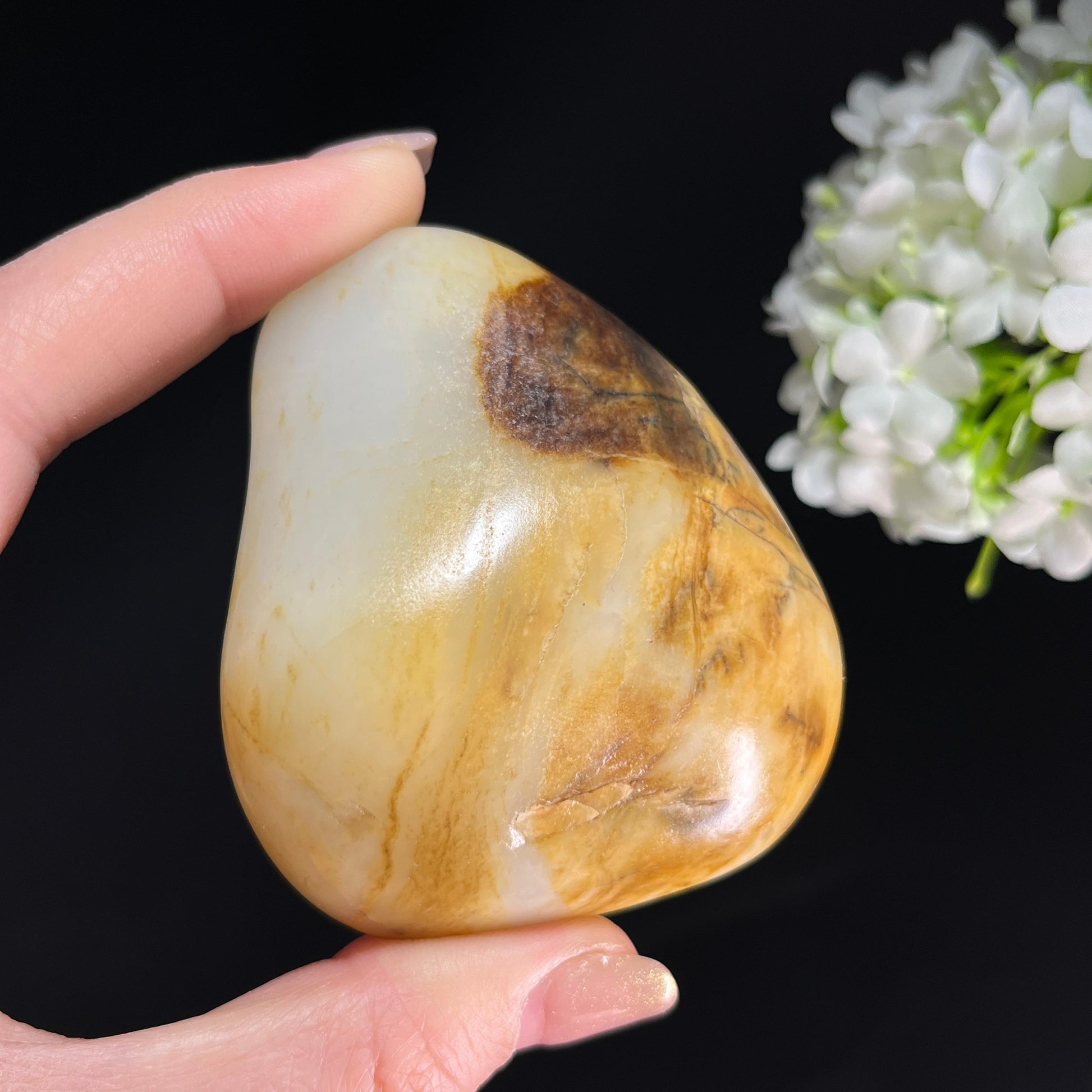 和田玉白玉“金纹暮云”褐皮洒金皮籽料（yc350457）