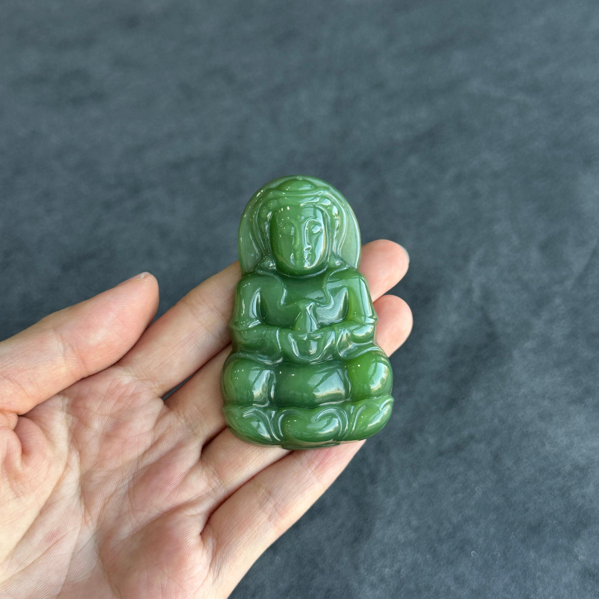 s精品和田玉碧玉正装观音挂件（yc779013）