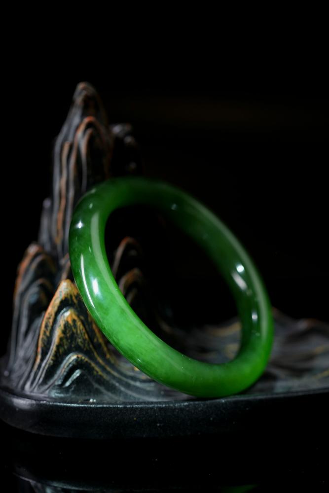 新疆天然和田玉碧玉手镯14（yc253316）