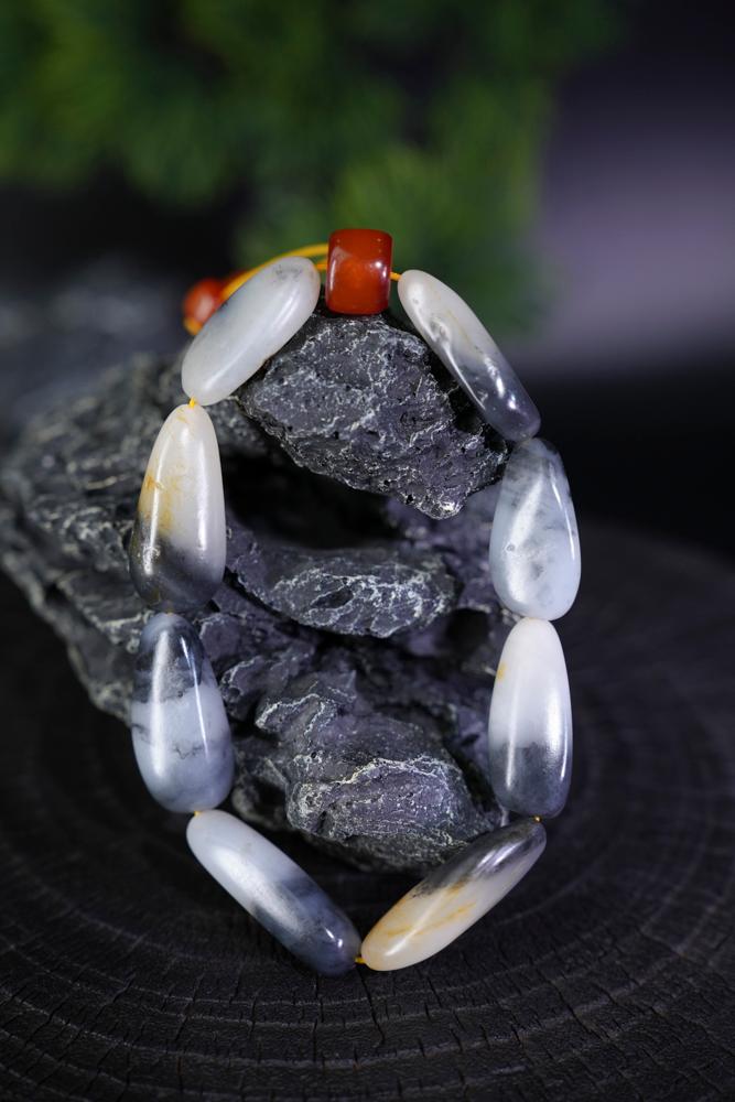 新疆和田玉青花籽料手串（修）（yc229748）