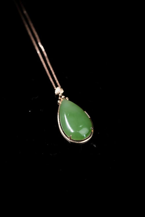 18k玫瑰金镶碧玉水滴型挂件（yc253272）