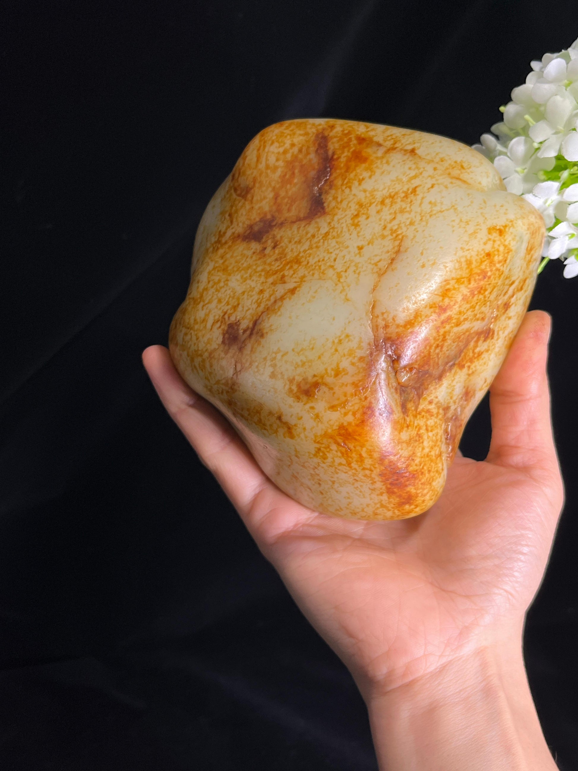 新疆天然和田玉籽料原石洒金皮摆件（yc269647）