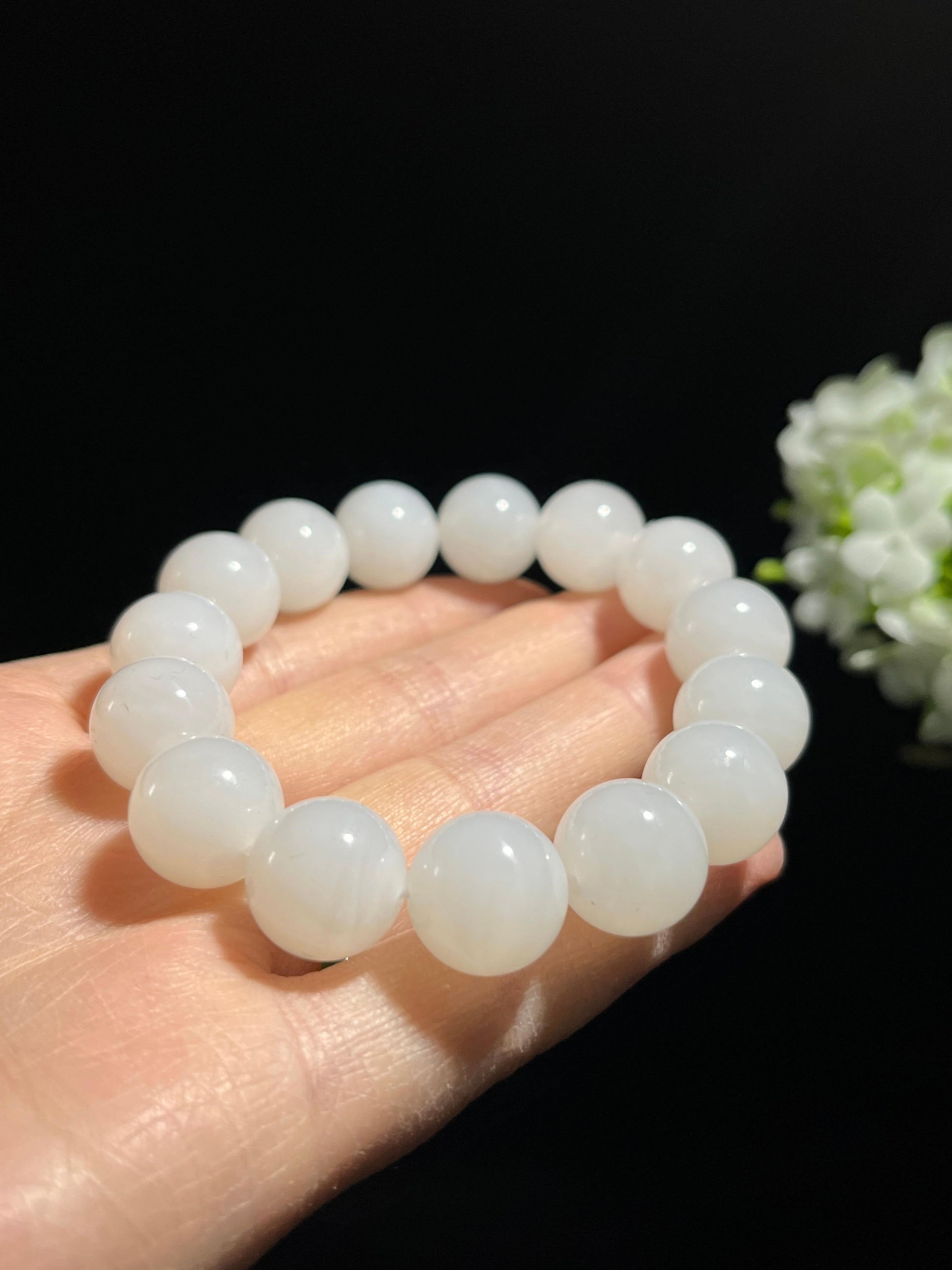 新疆天然和田玉白玉圆珠手串（yc258306）