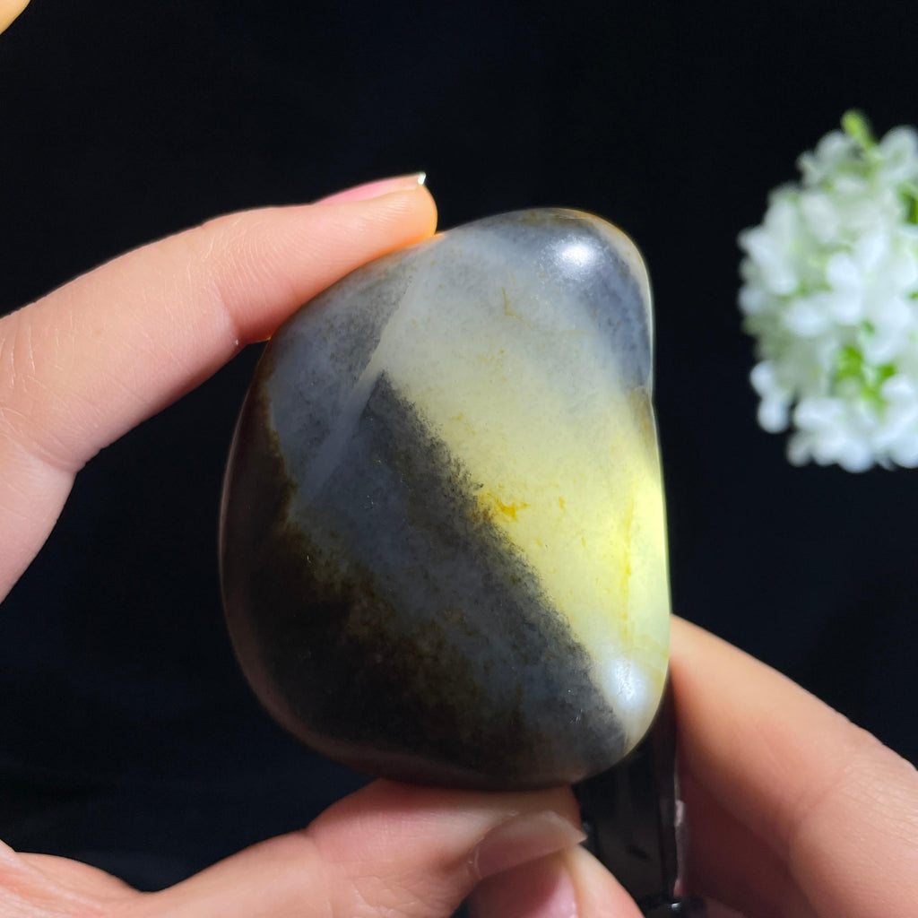 新疆和田玉“玄岭含霜”青花洒金皮籽料（yc442716）