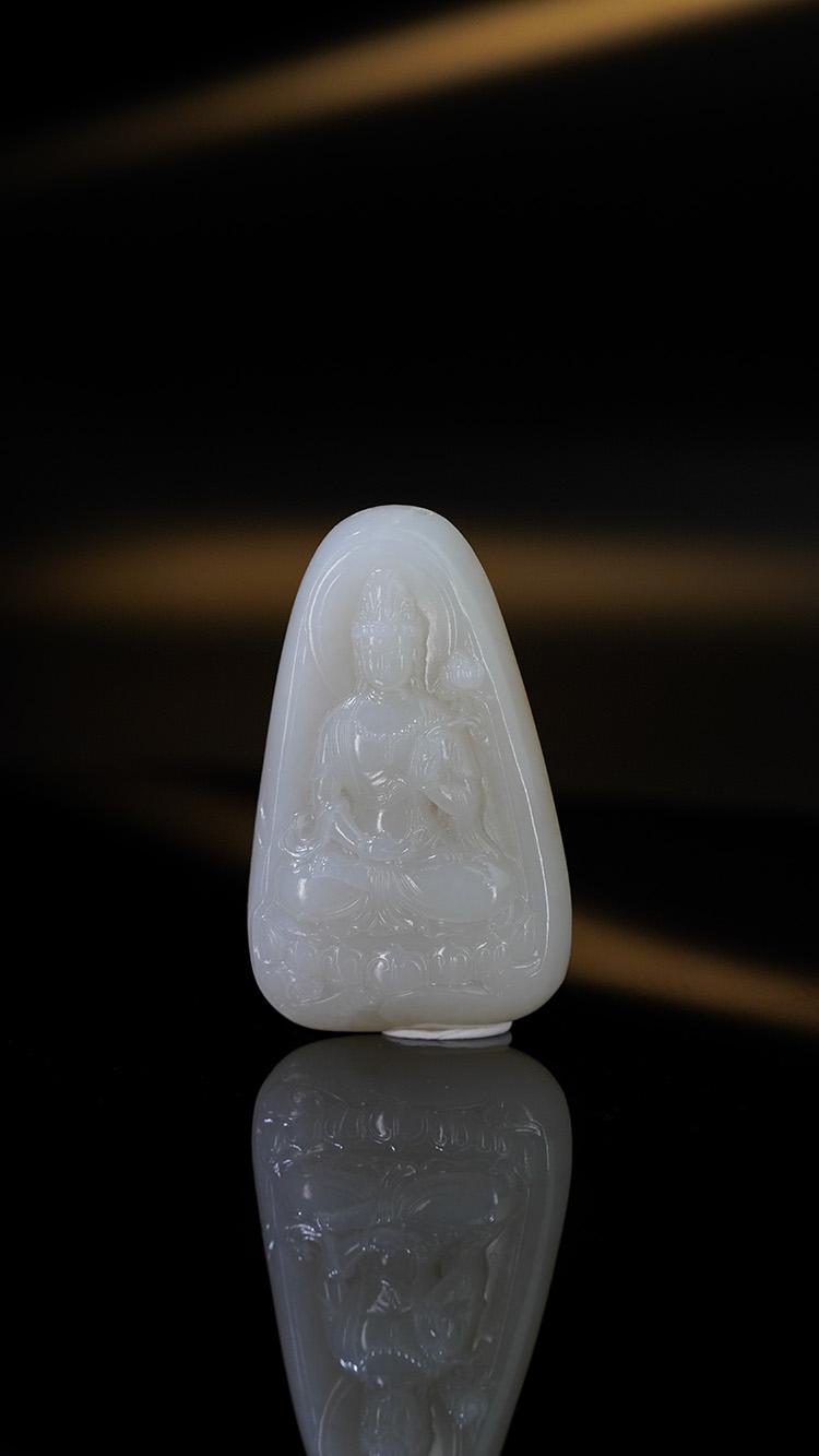 和田玉洒金皮观音雕件（yc249917）