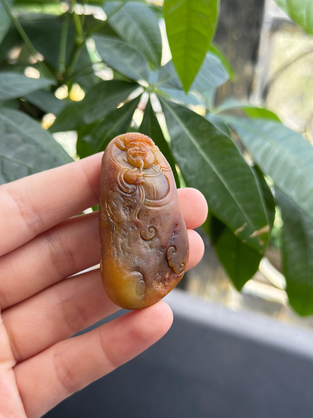 和田玉红沁籽料财神挂件（yc708004）