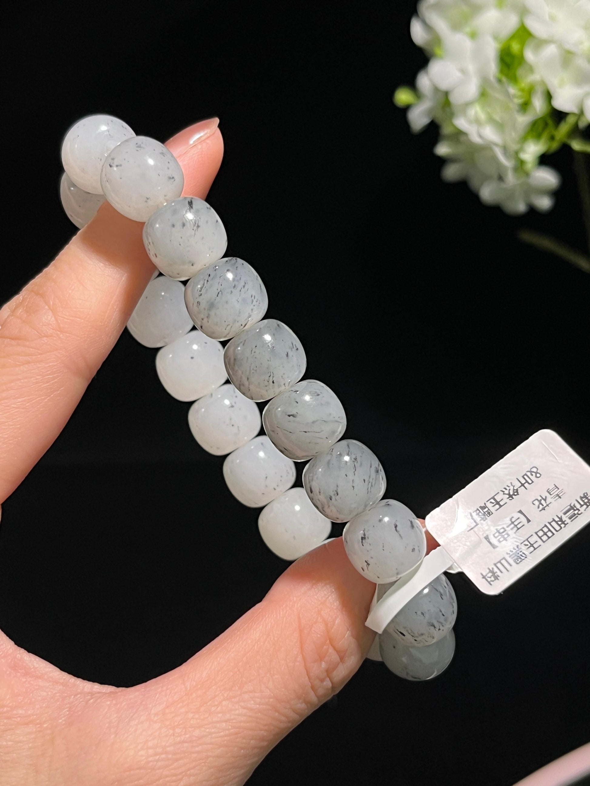 和田玉青花老型珠手串（卡10）（yc246357）