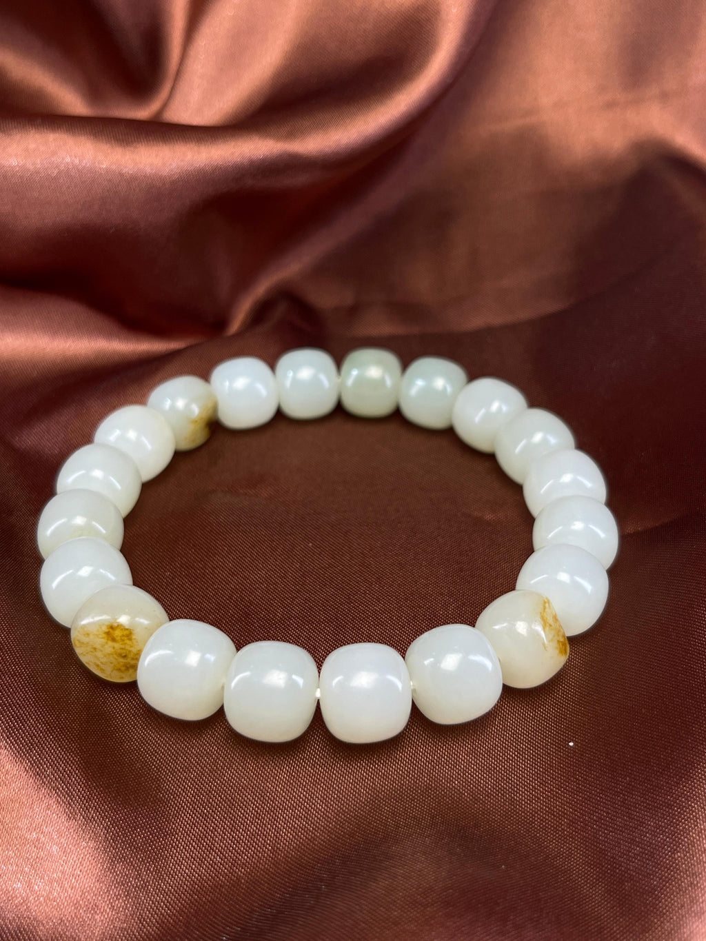 新疆和田玉籽料羊脂白玉手串（yc235774）