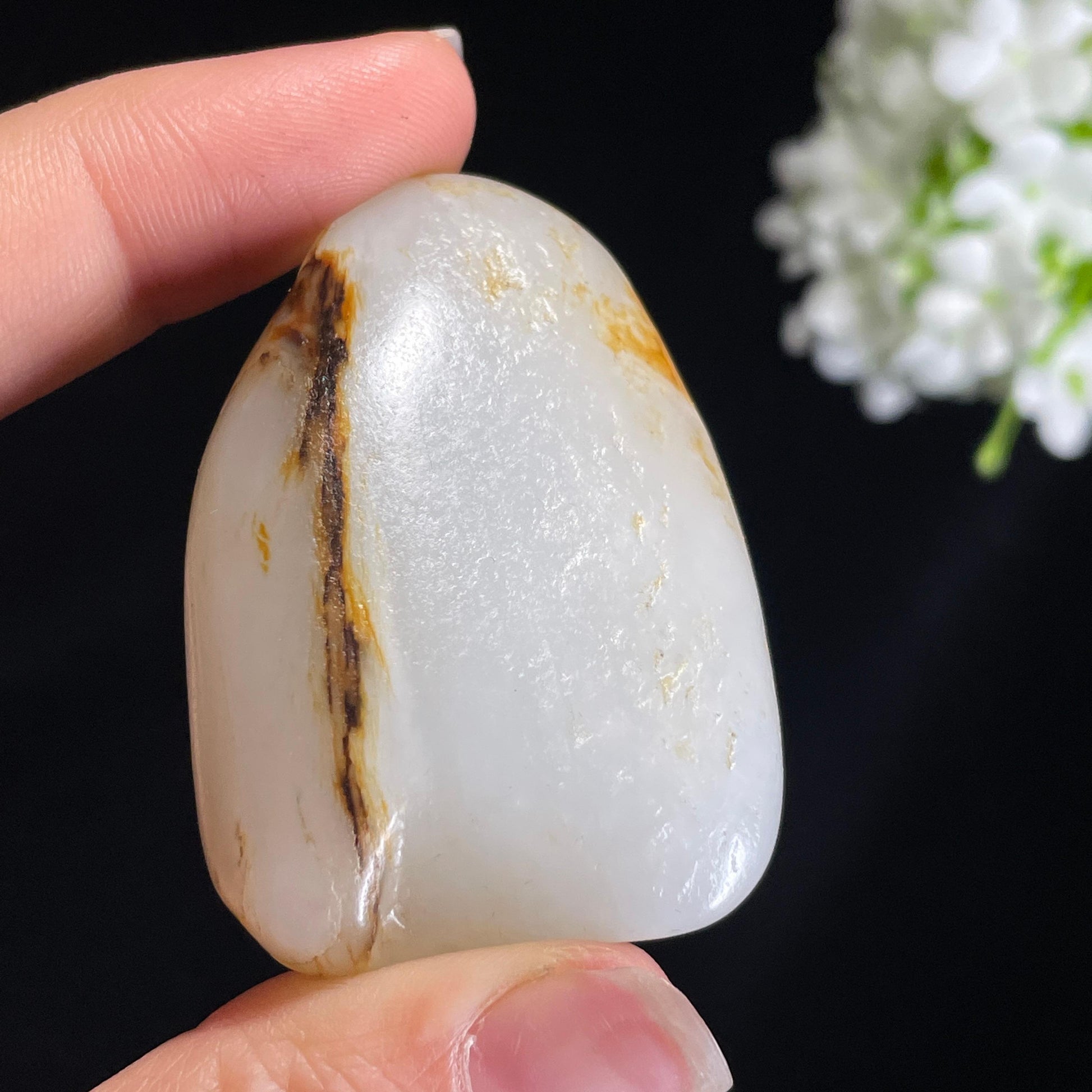 和田玉白玉“秋涧墨痕”黑皮洒金皮籽料（yc416530）