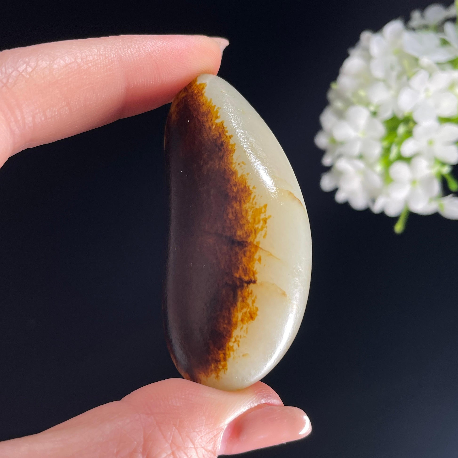 2026.4.9广告流，和田玉白玉“远江黛影”秋梨皮聚黑皮籽料（yc386251）